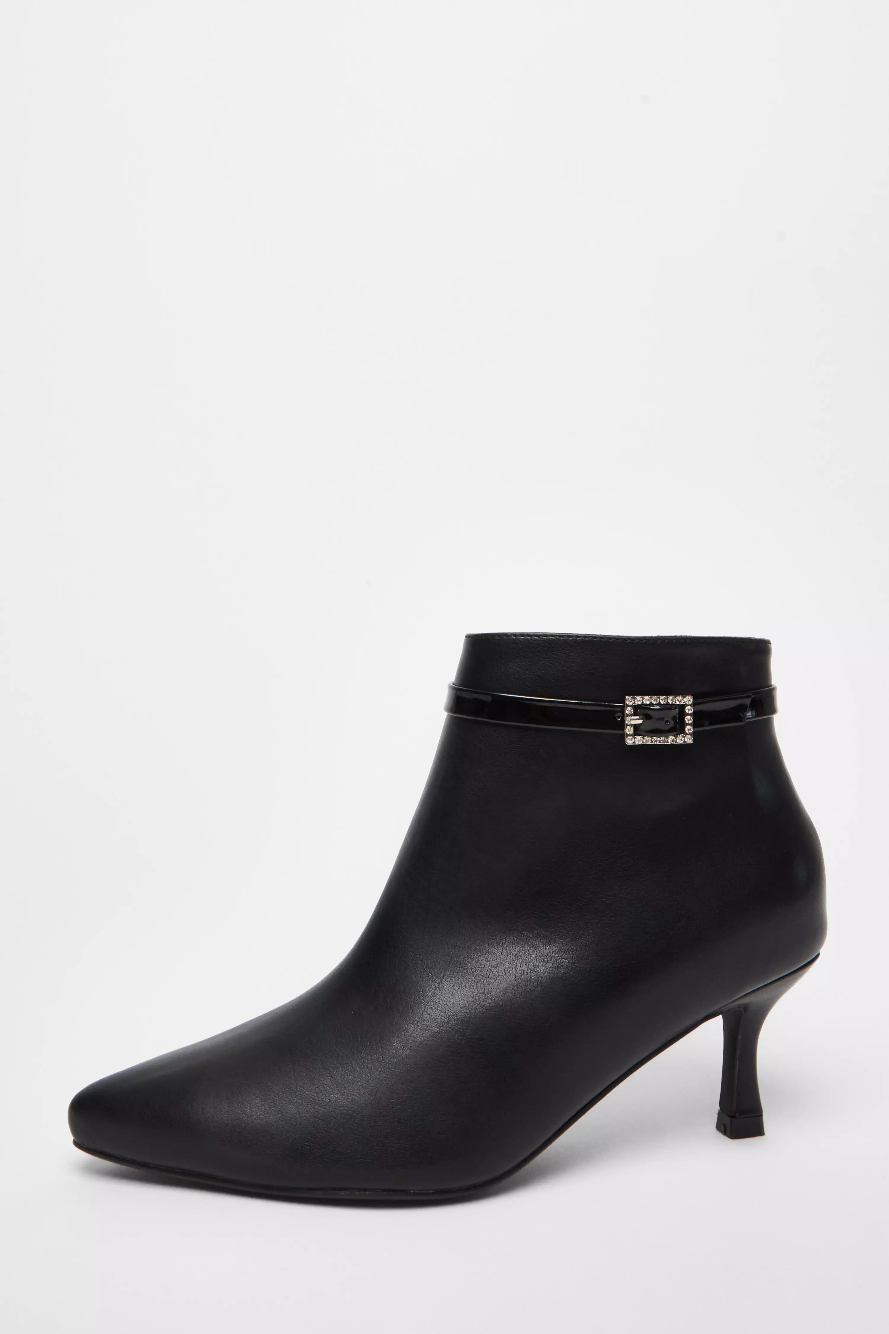 Black Wide Fit Faux Leather Ankle Boot