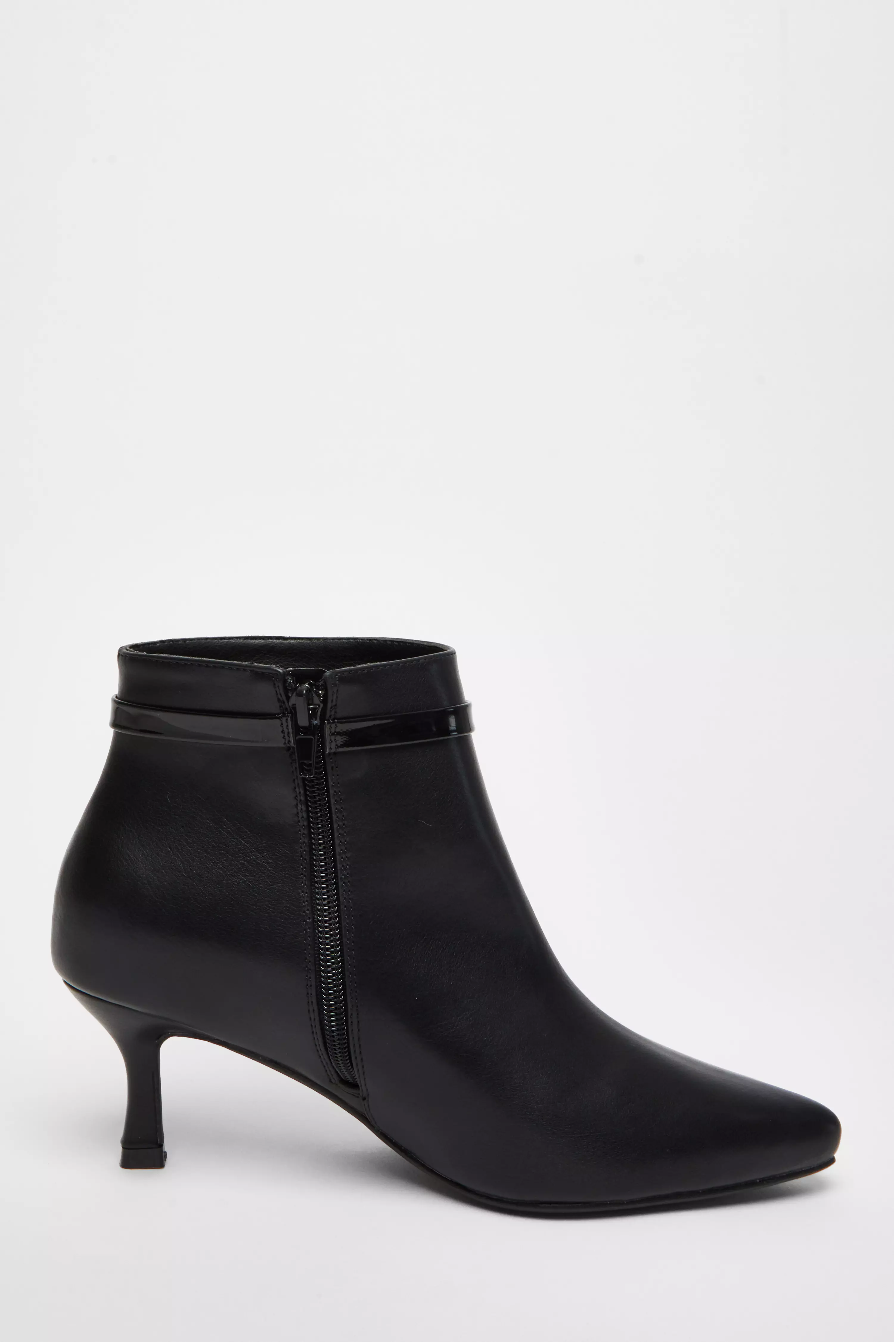 Black Wide Fit Faux Leather Ankle Boot