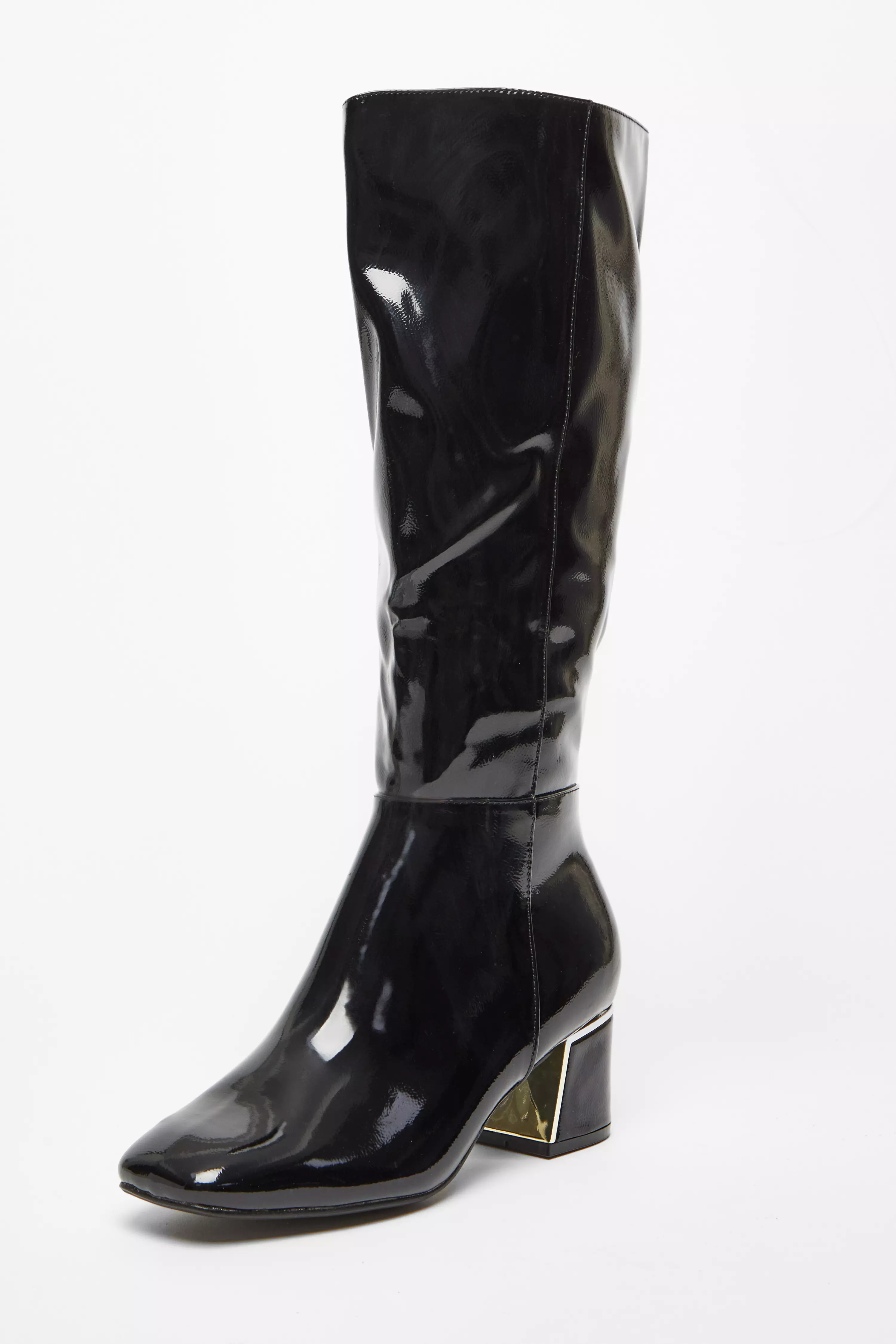 Black Patent Knee High Boots