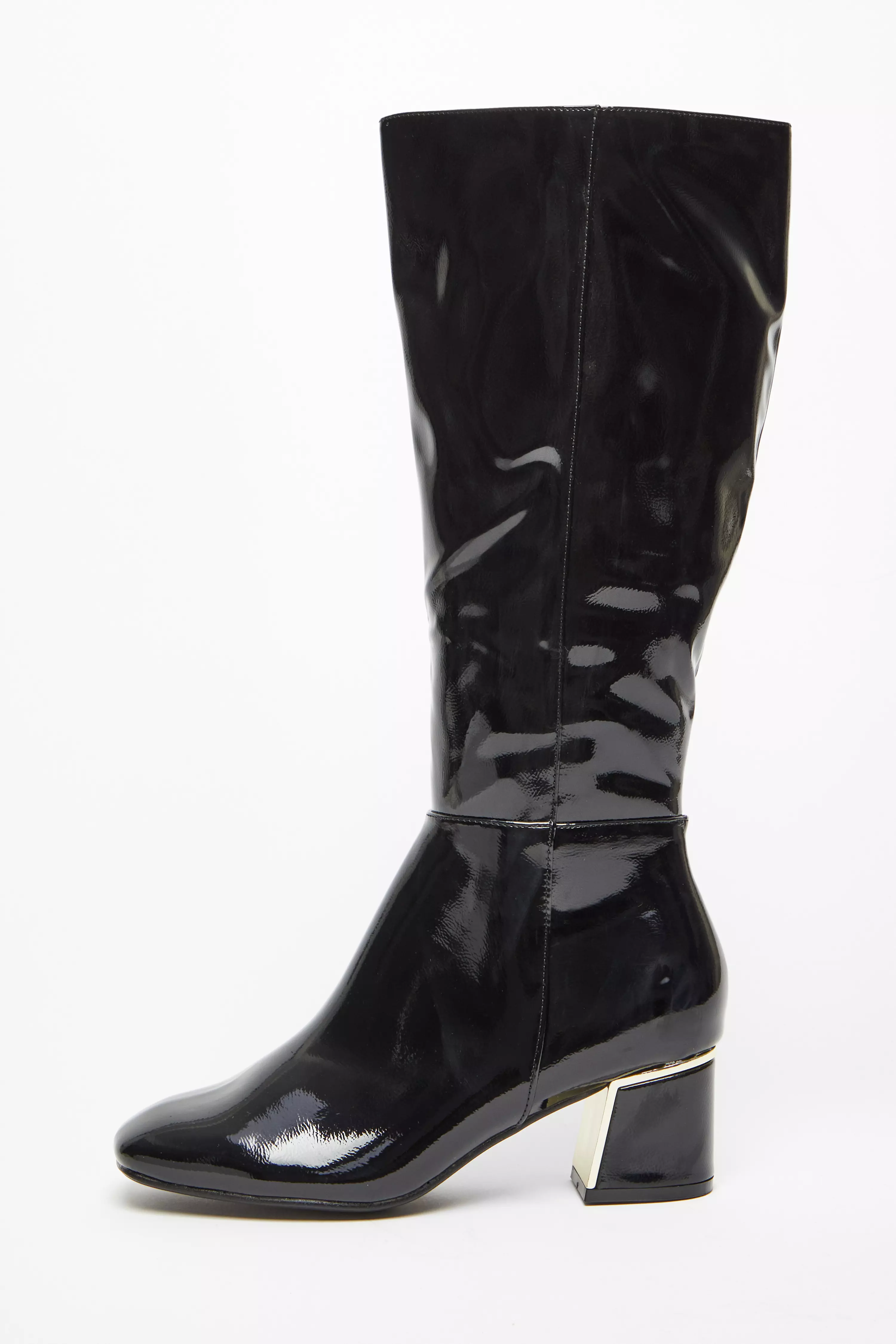 Black Patent Knee High Boots