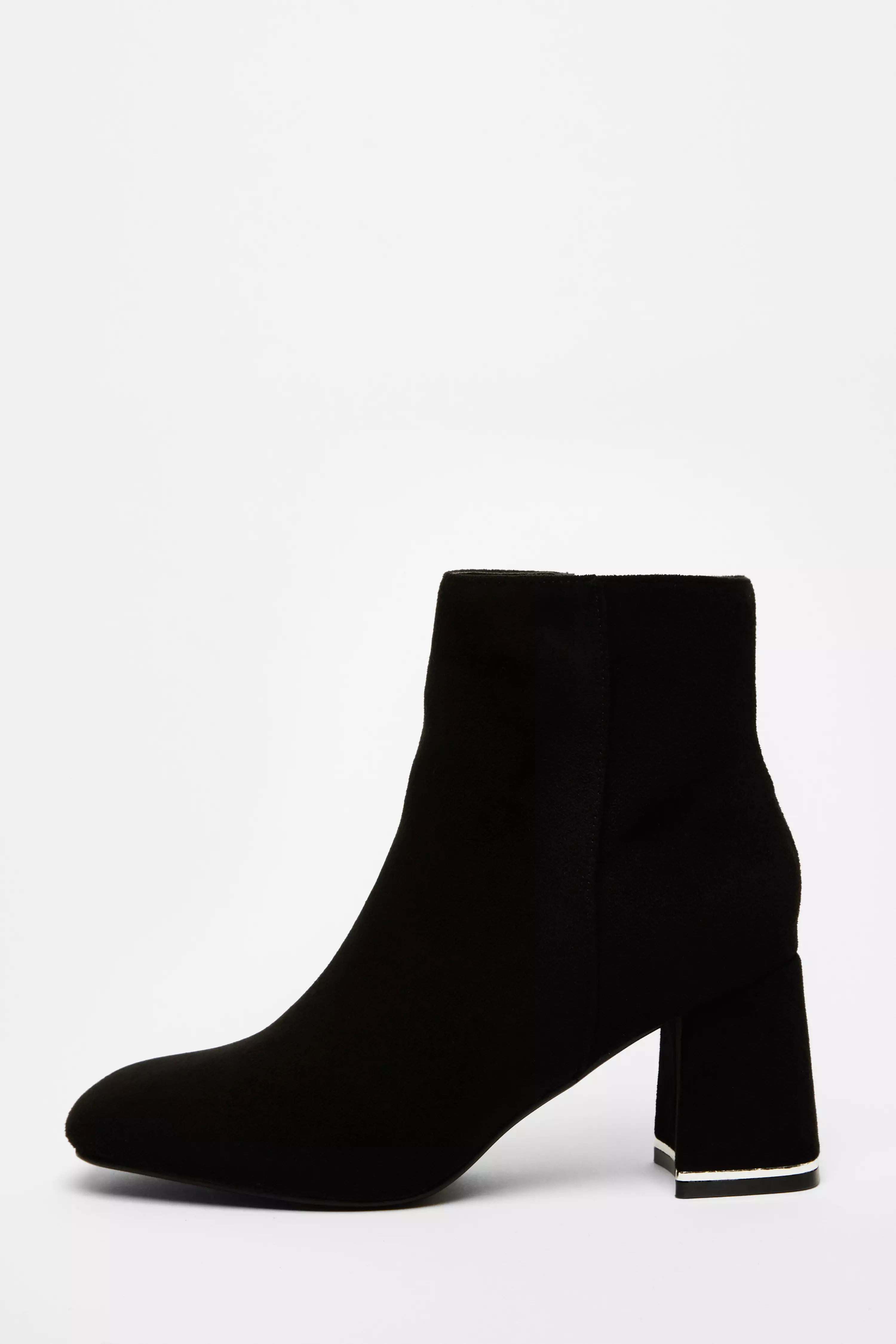 Black Faux Suede Ankle Boot