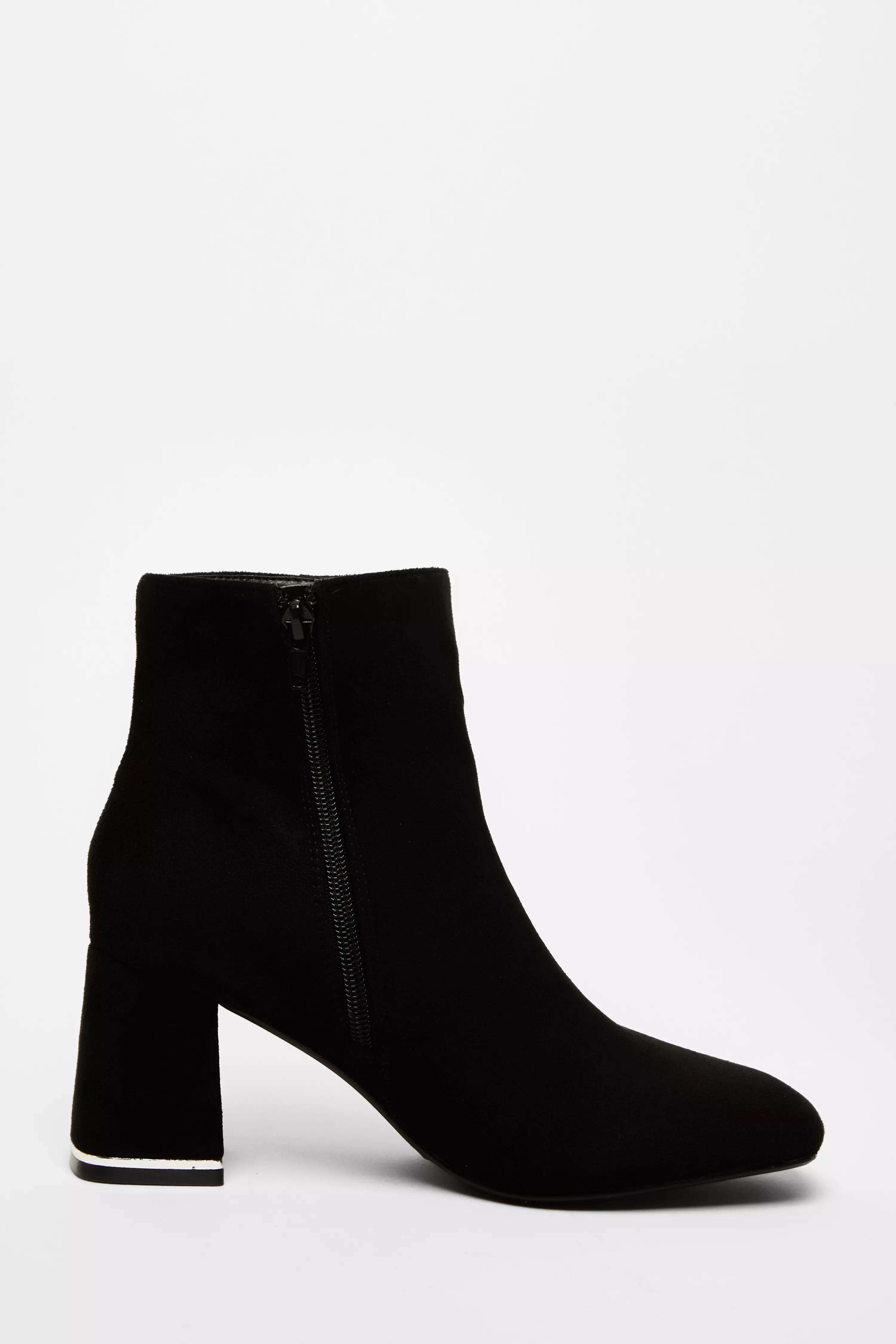 Black Faux Suede Ankle Boot