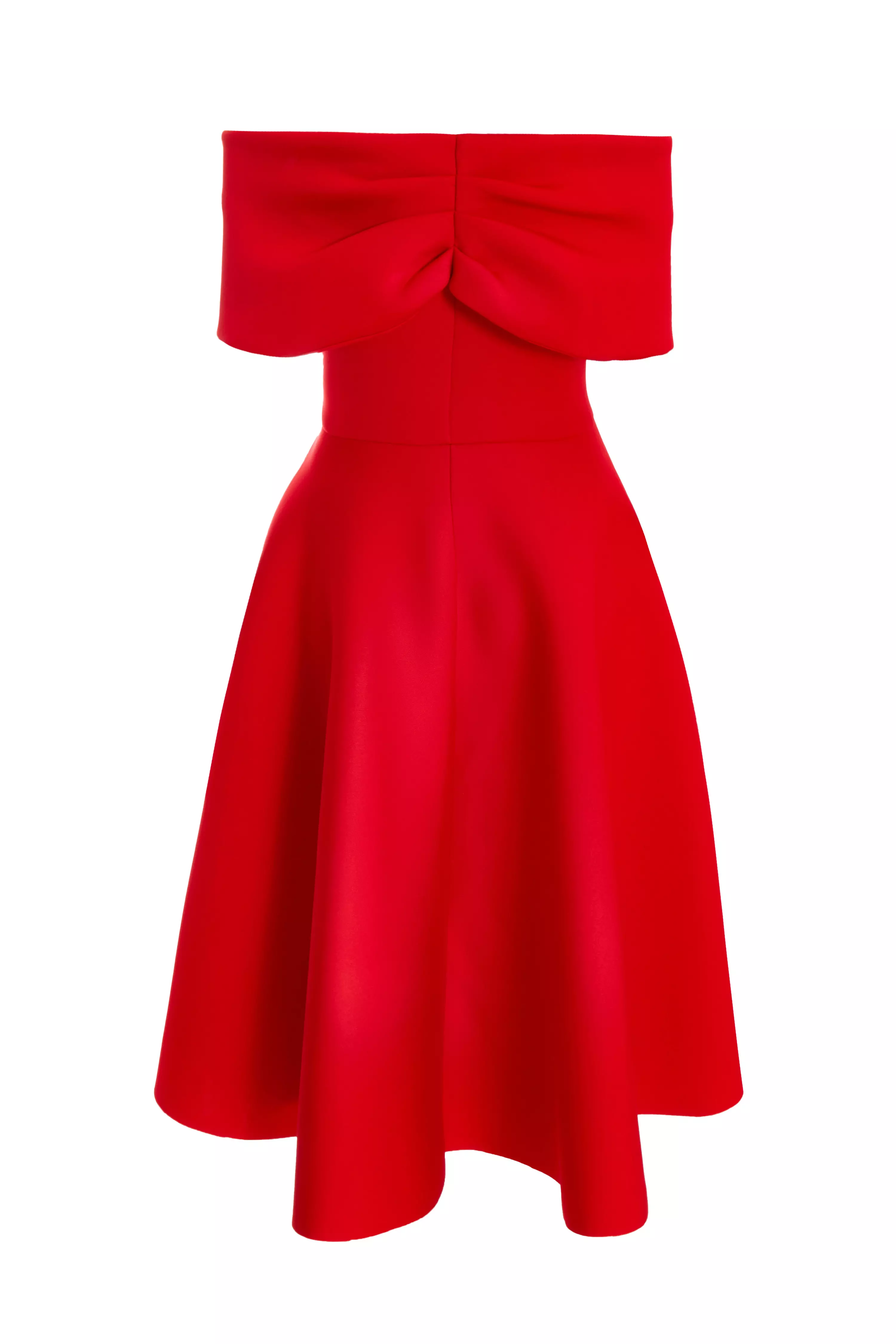 Petite Red Bardot Skater Midi Dress