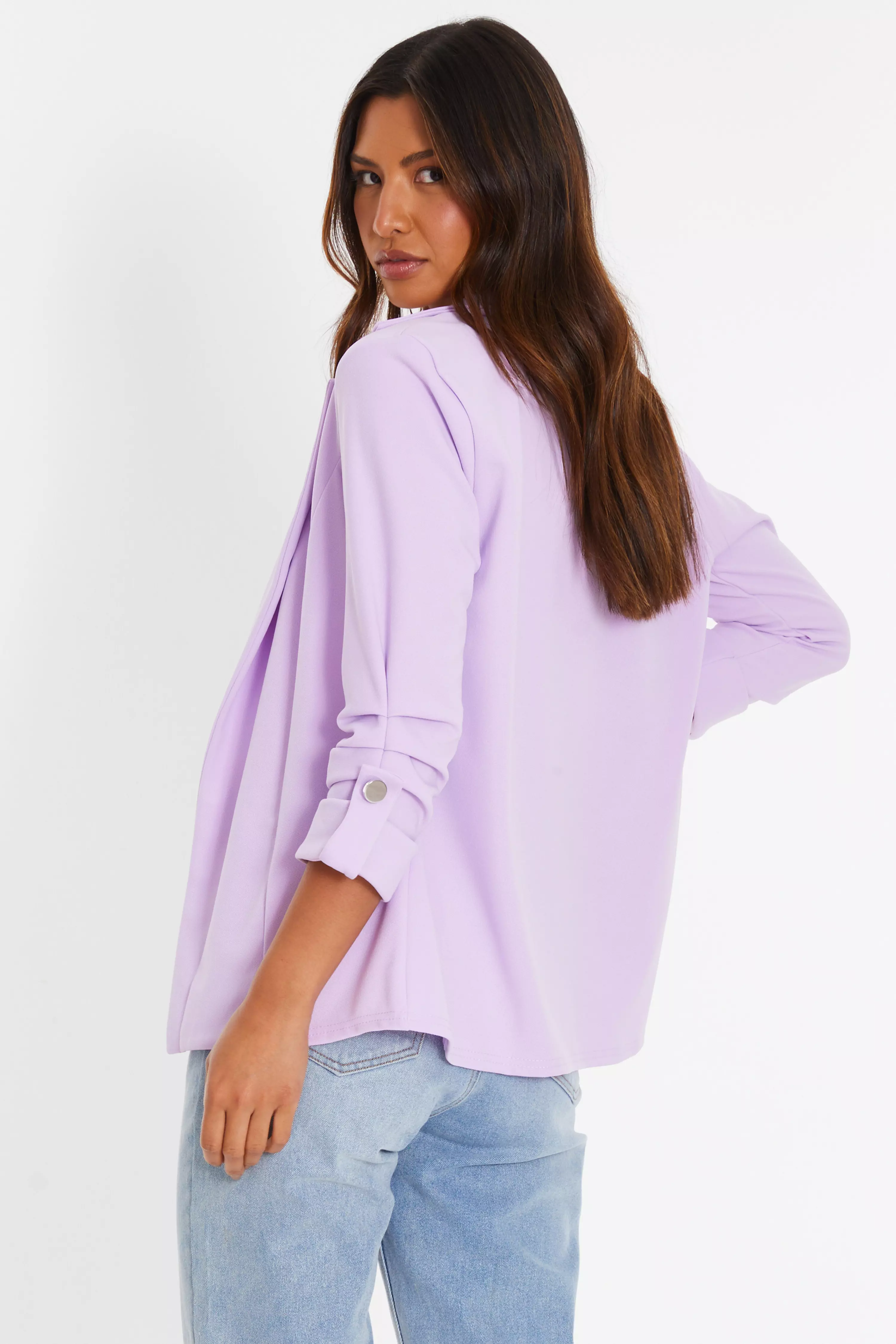 Lilac Ruched Sleeve Tailored Blazer