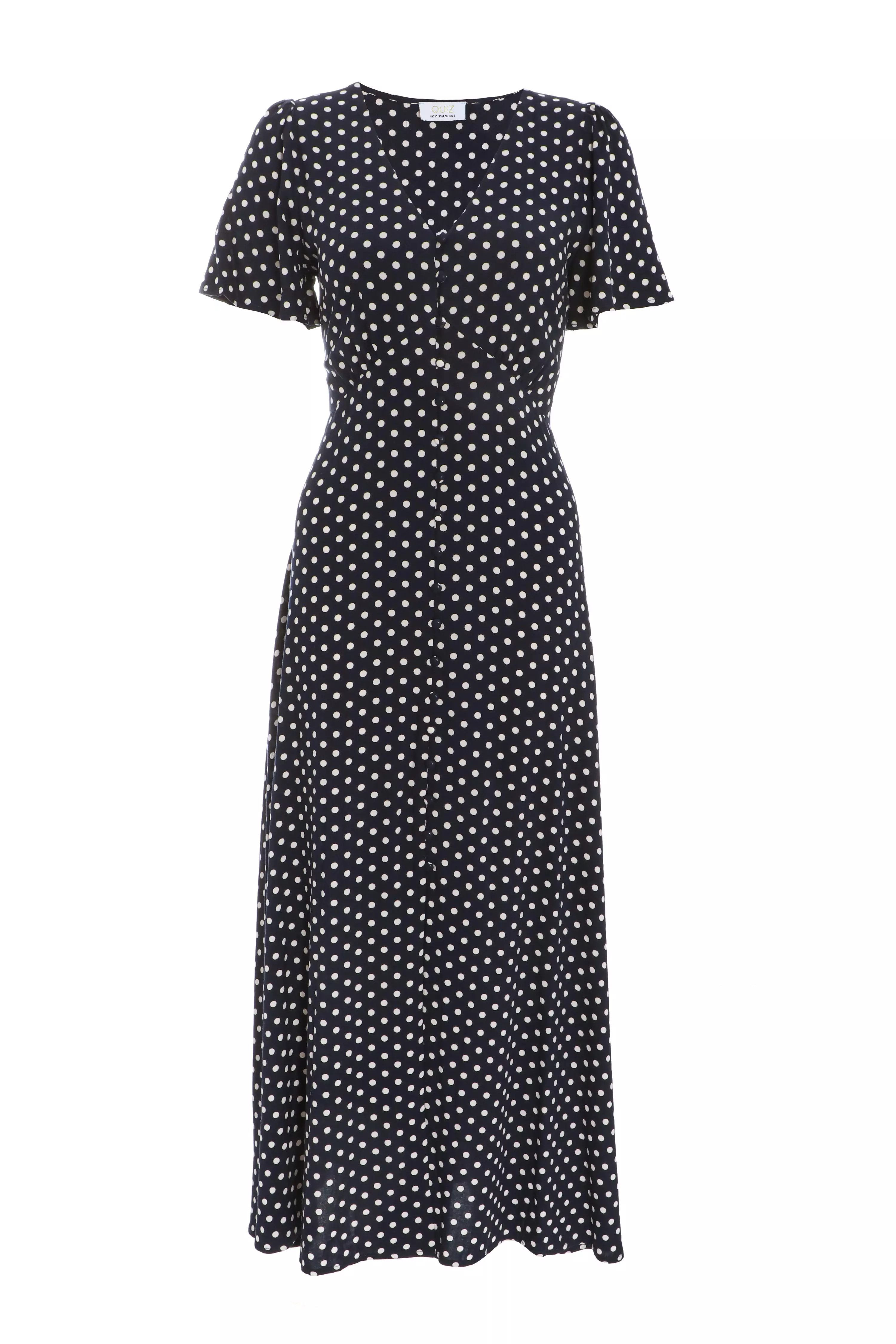 Navy Polka Dot Midaxi Dress