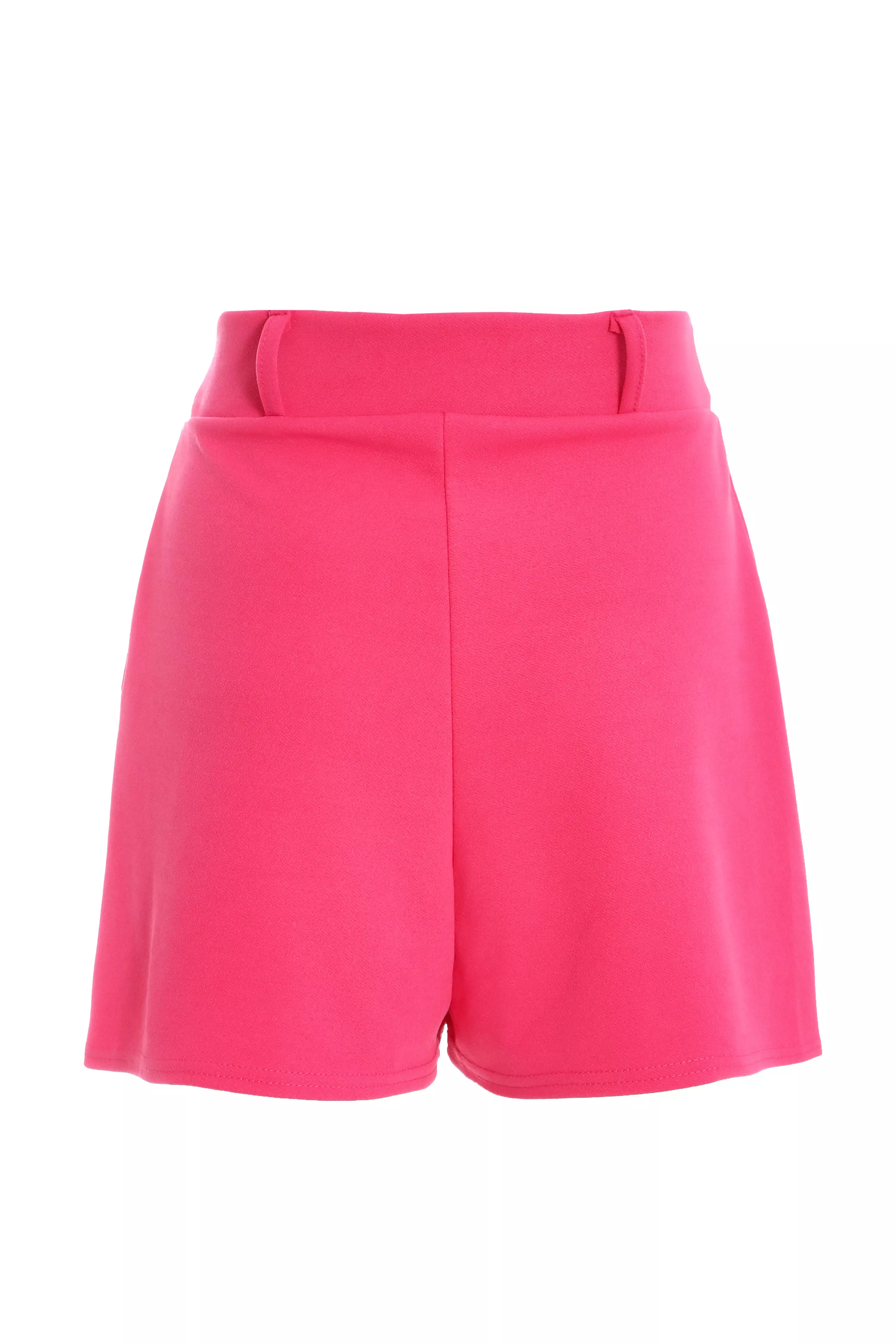 Pink High Waisted Belted Shorts