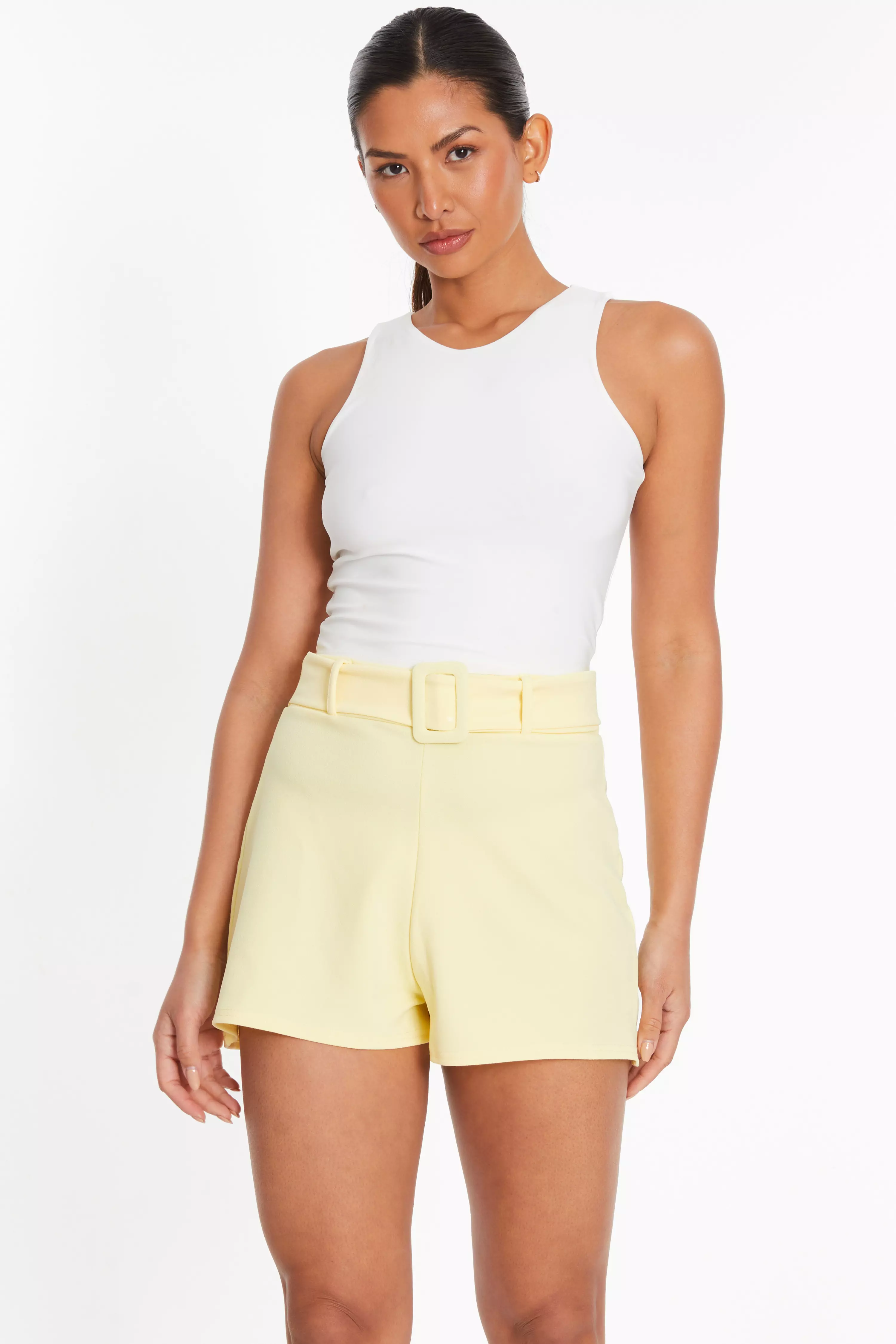 Lemon High Waisted Belted Shorts