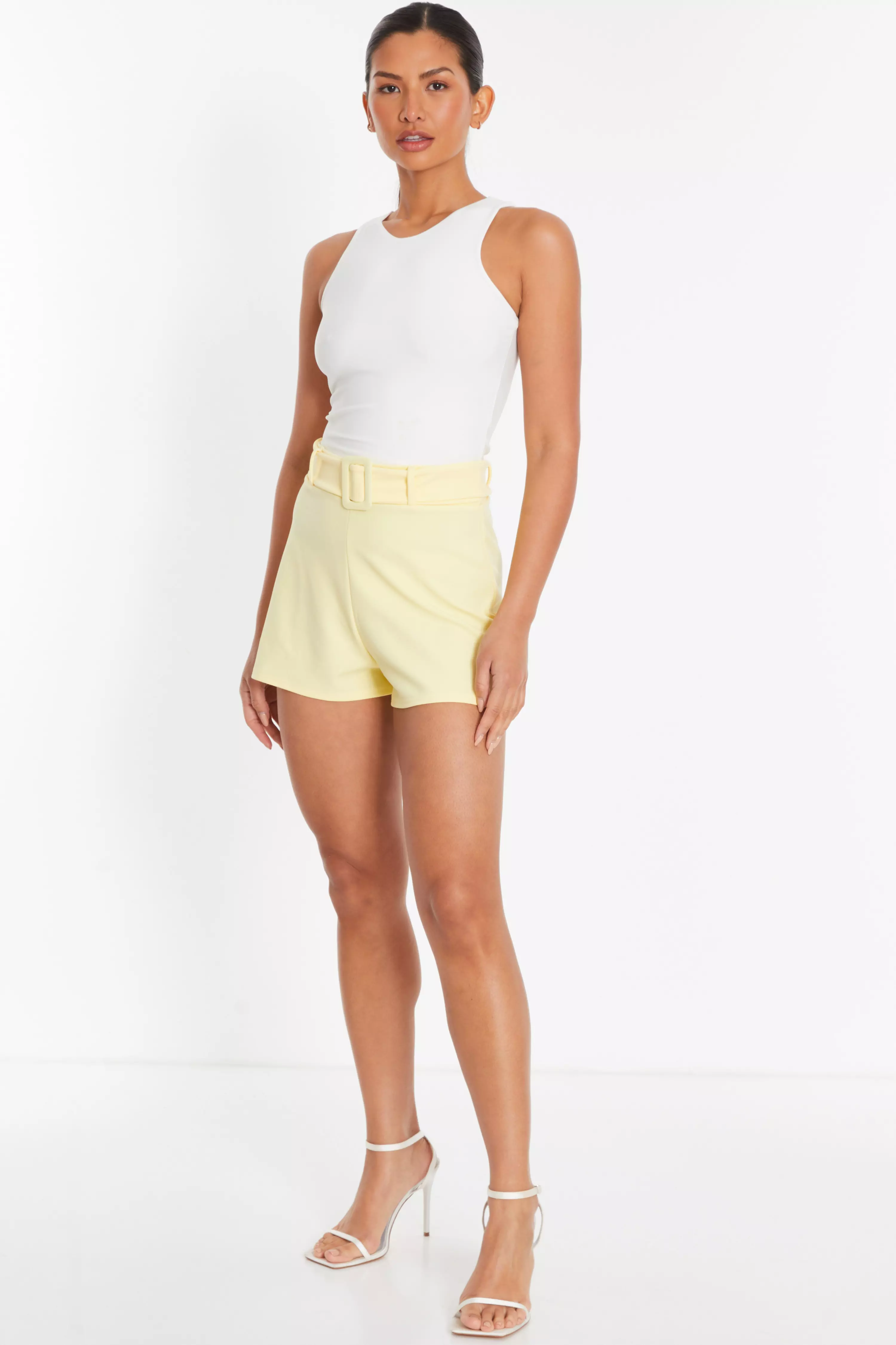 Lemon High Waisted Belted Shorts