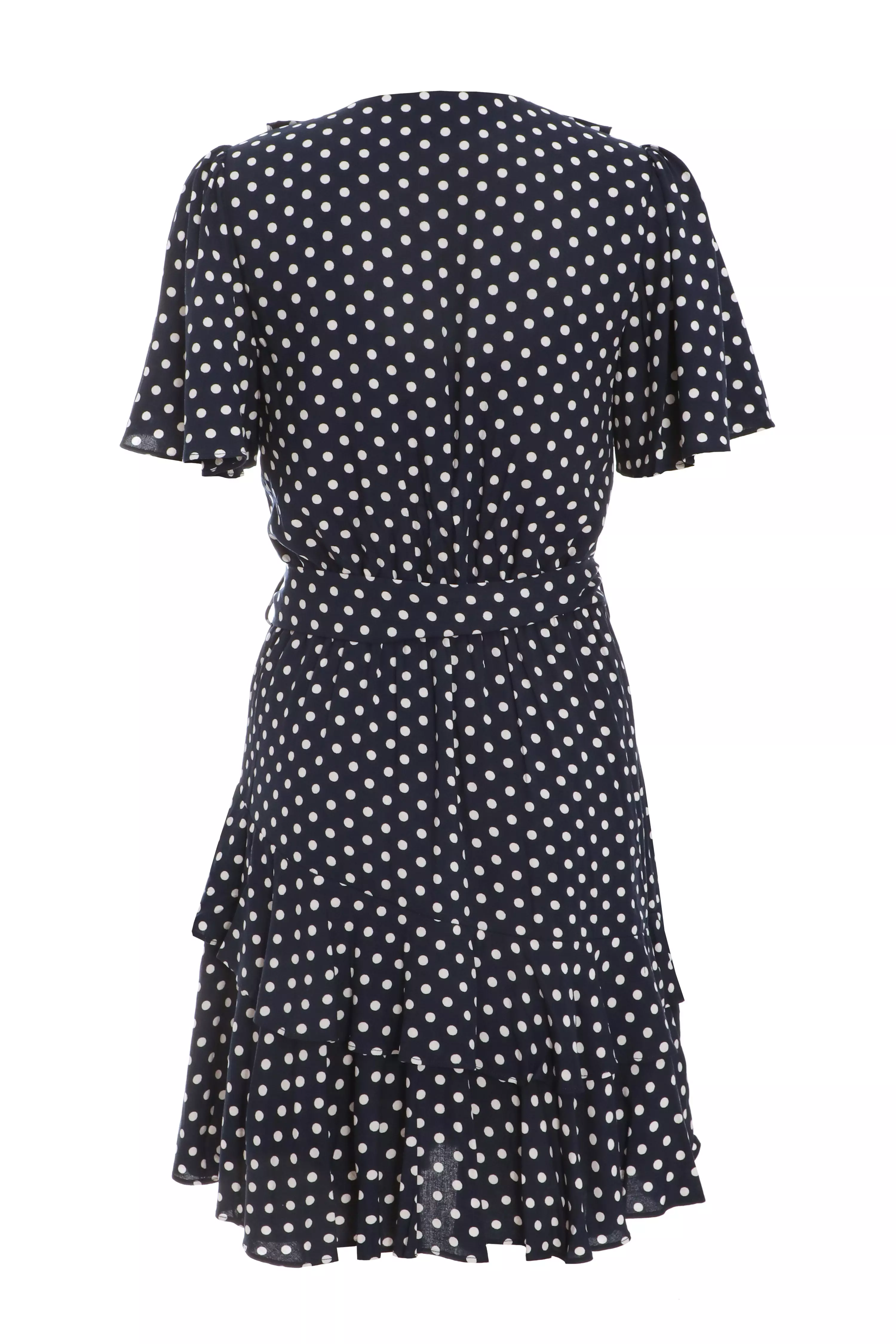 Navy Polka Dot Print Skater Dress