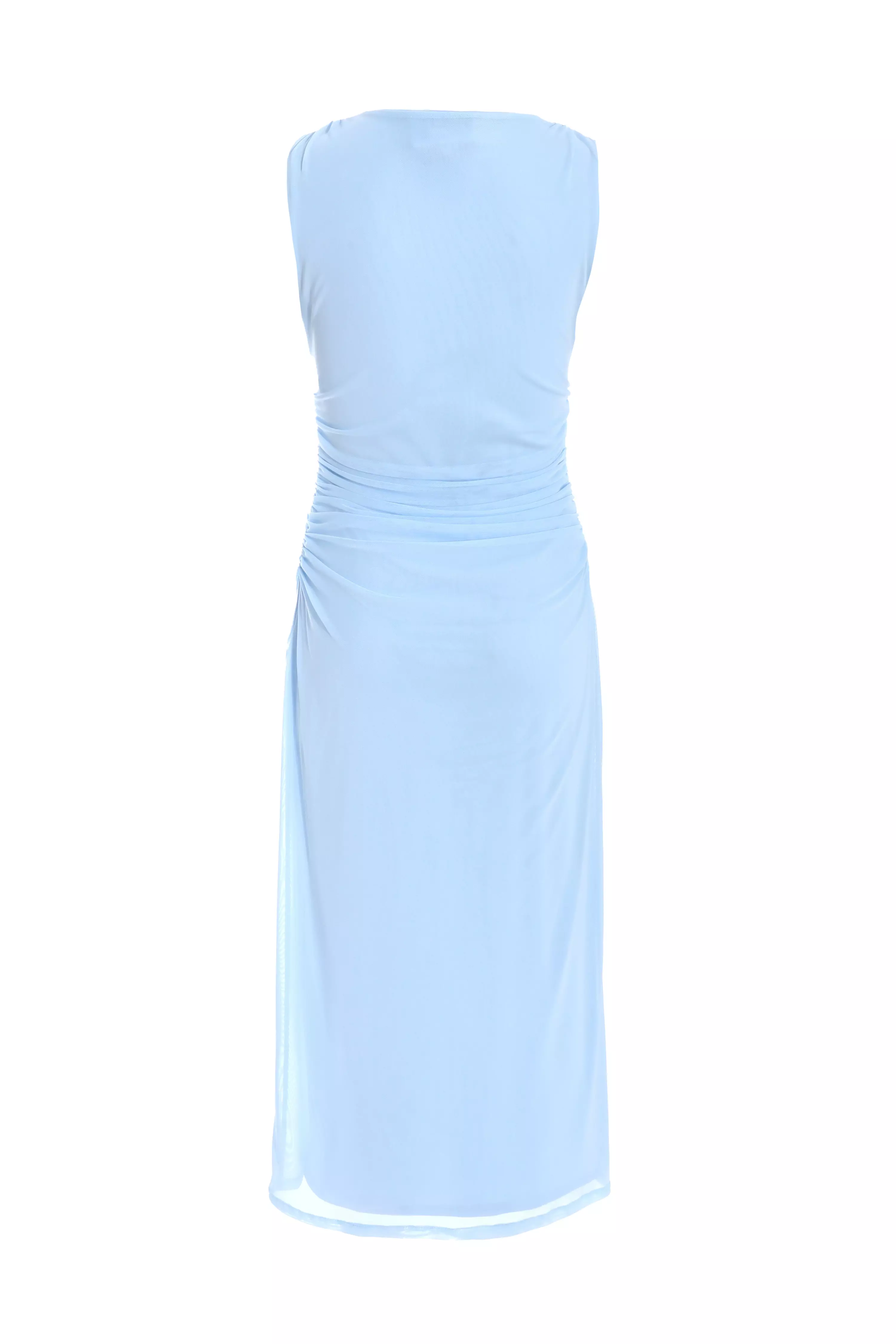 Petite Blue Mesh Ruched Boydcon Midaxi Dress