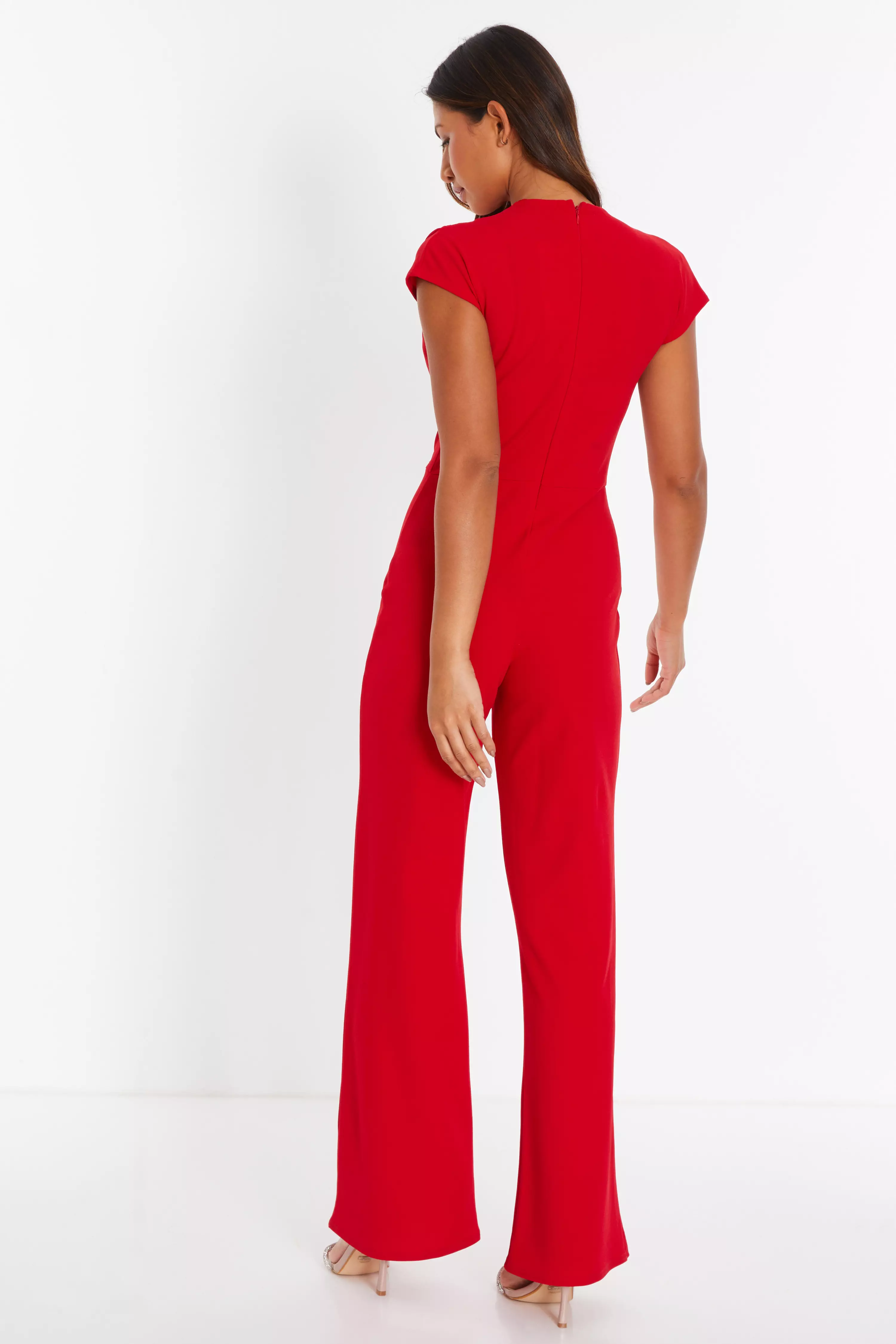 Red High Neck Palazzo Jumpsuit