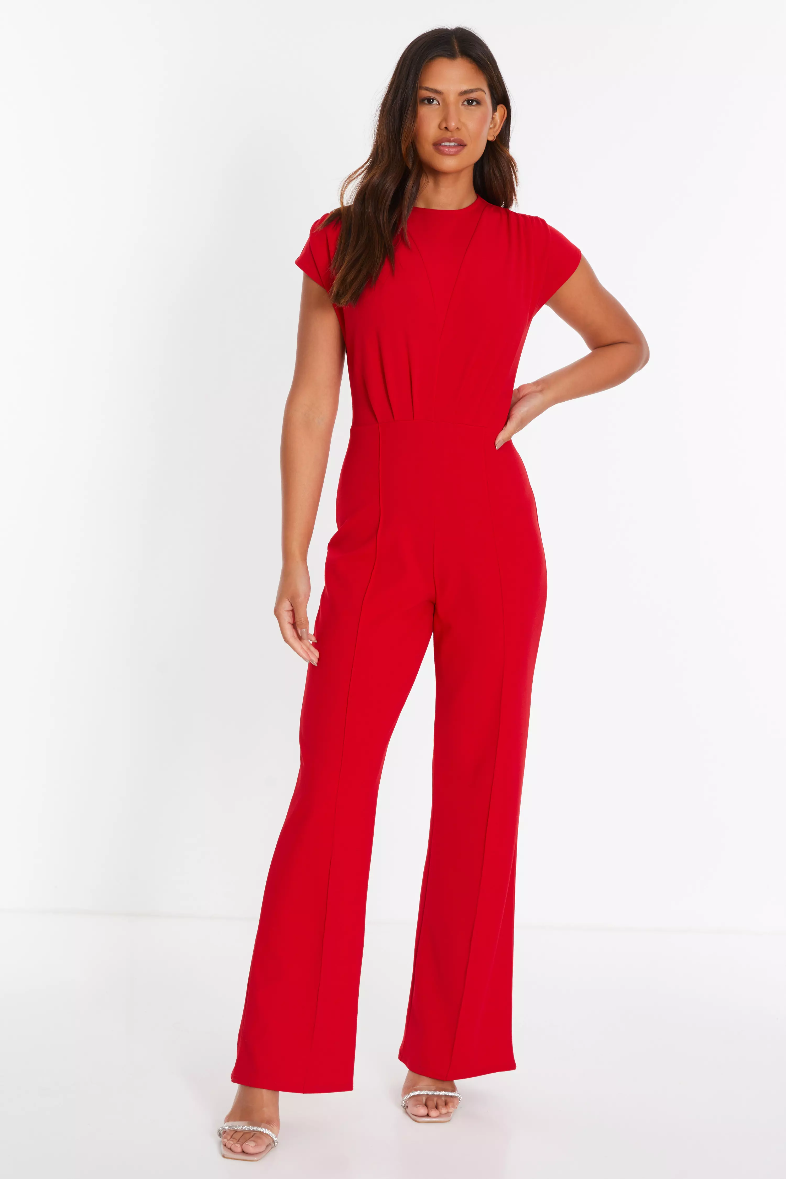 Red High Neck Palazzo Jumpsuit