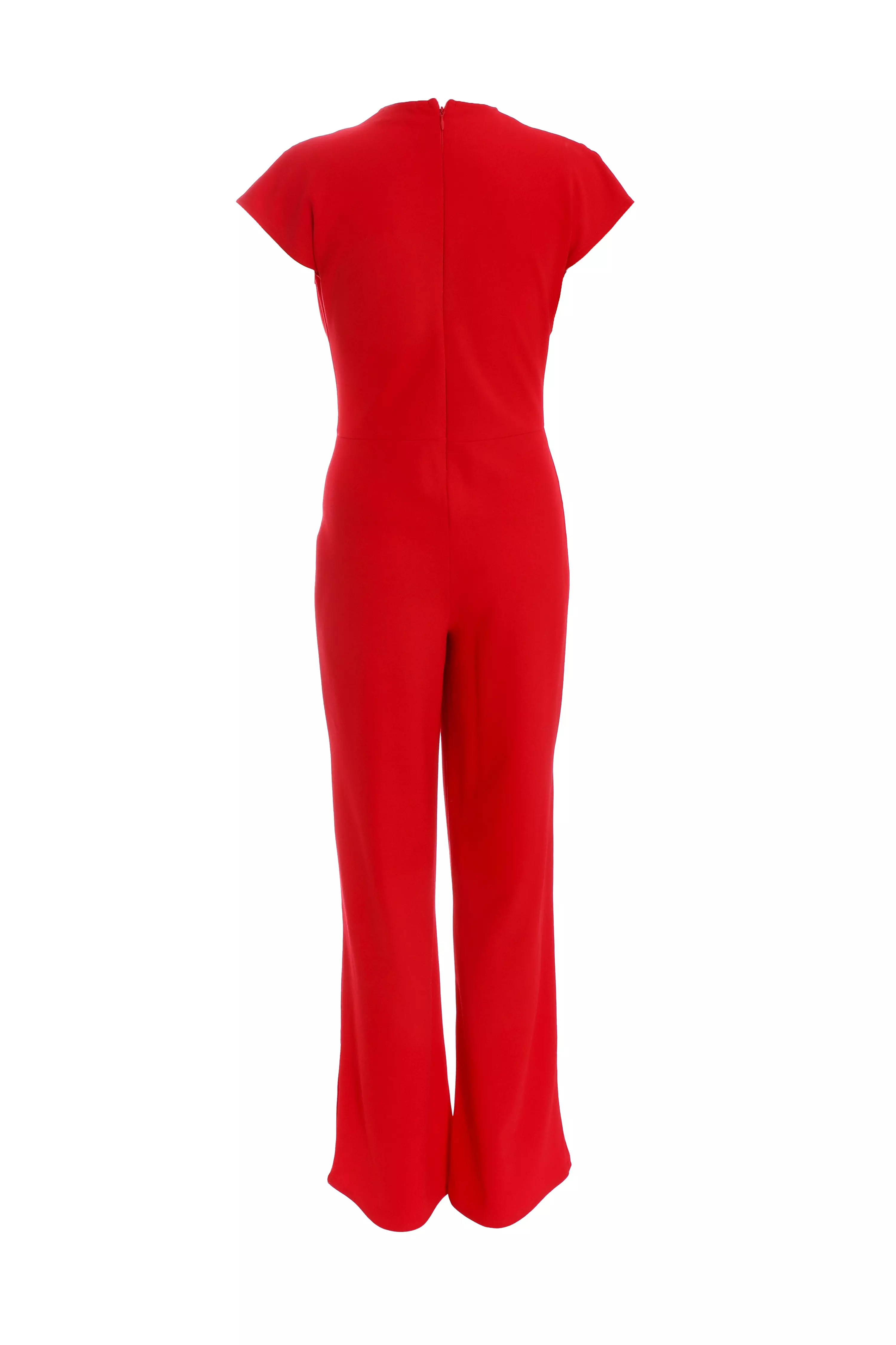Red High Neck Palazzo Jumpsuit