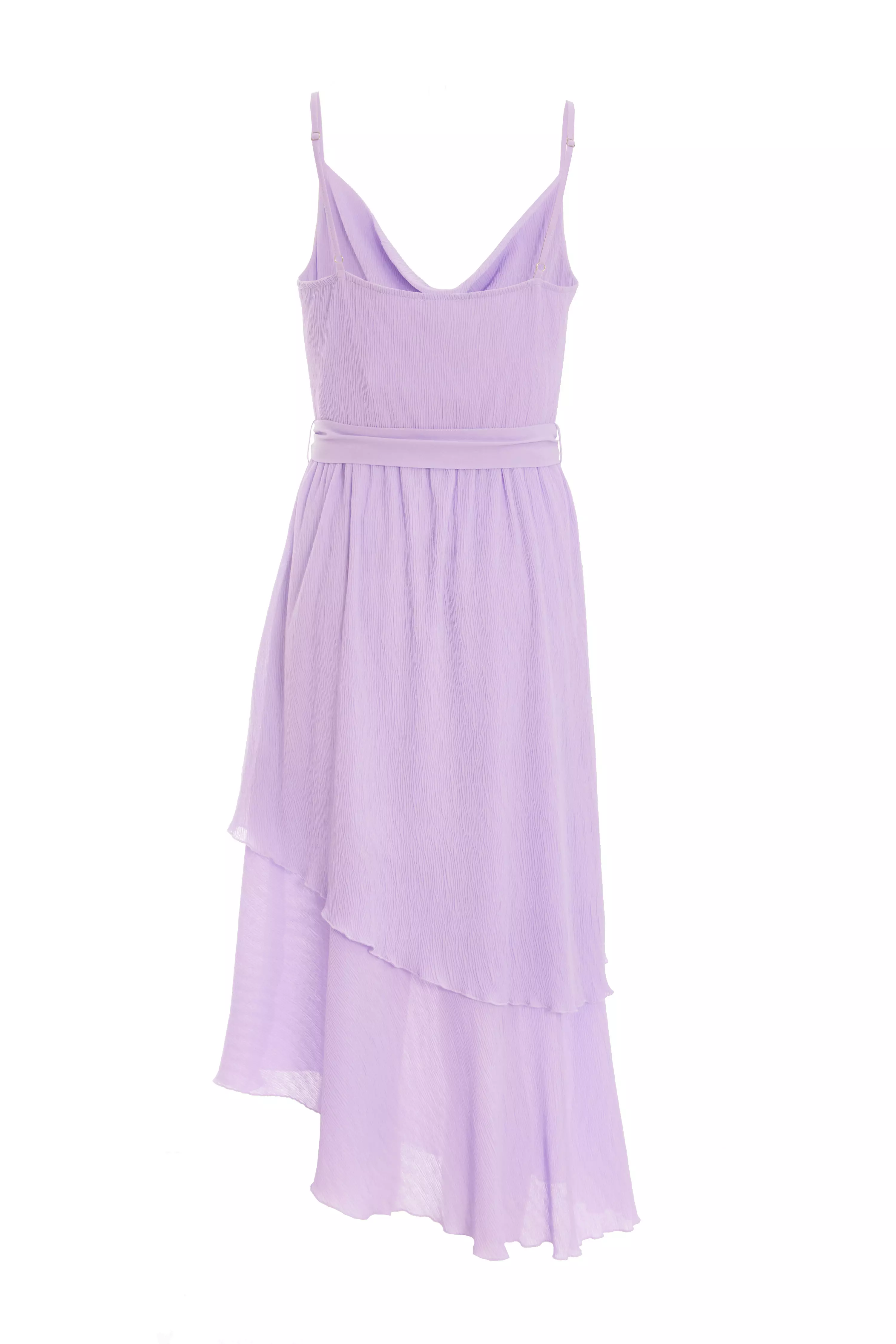 Lilac Crinkle Tiered Midi Dress