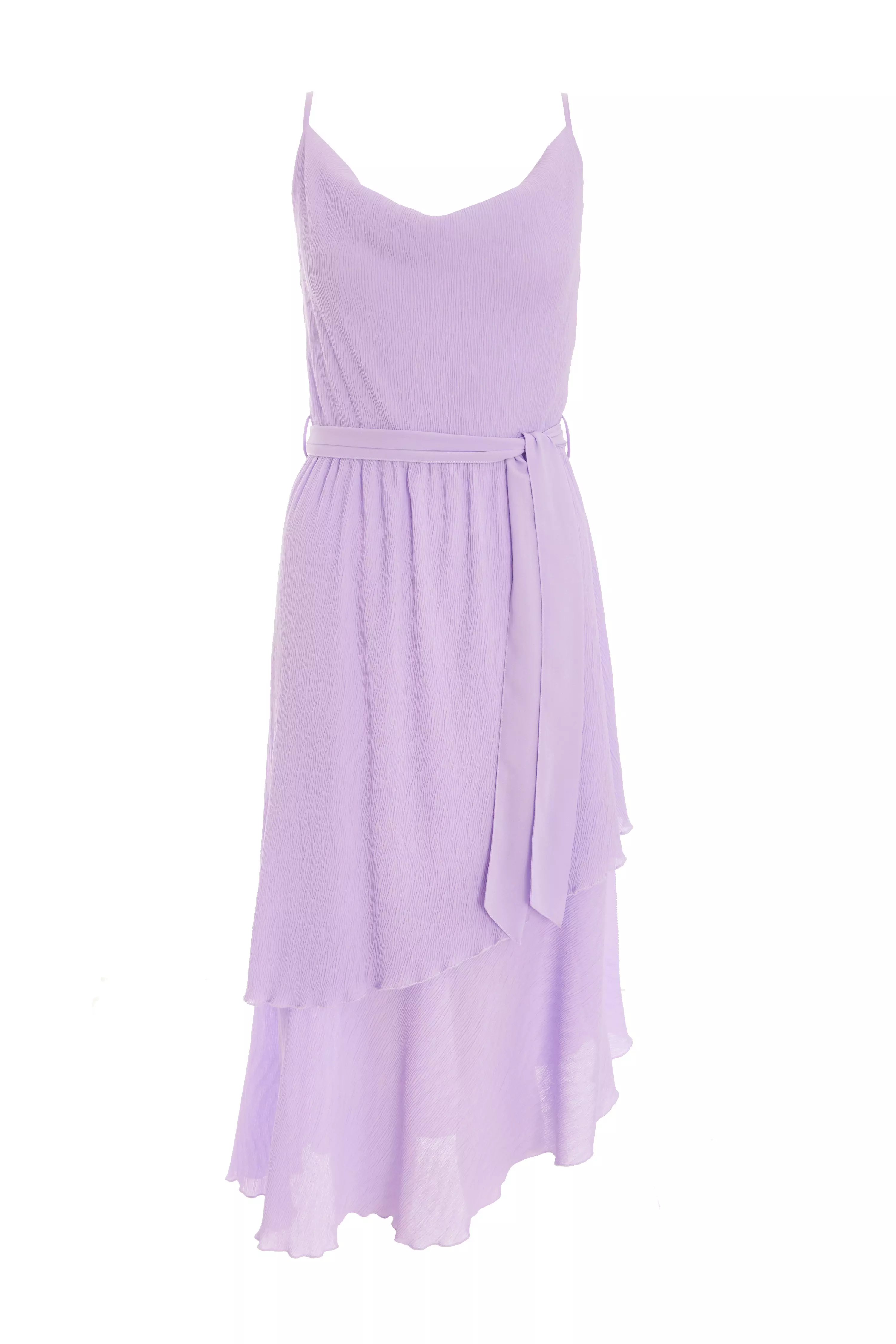 Lilac Crinkle Tiered Midi Dress