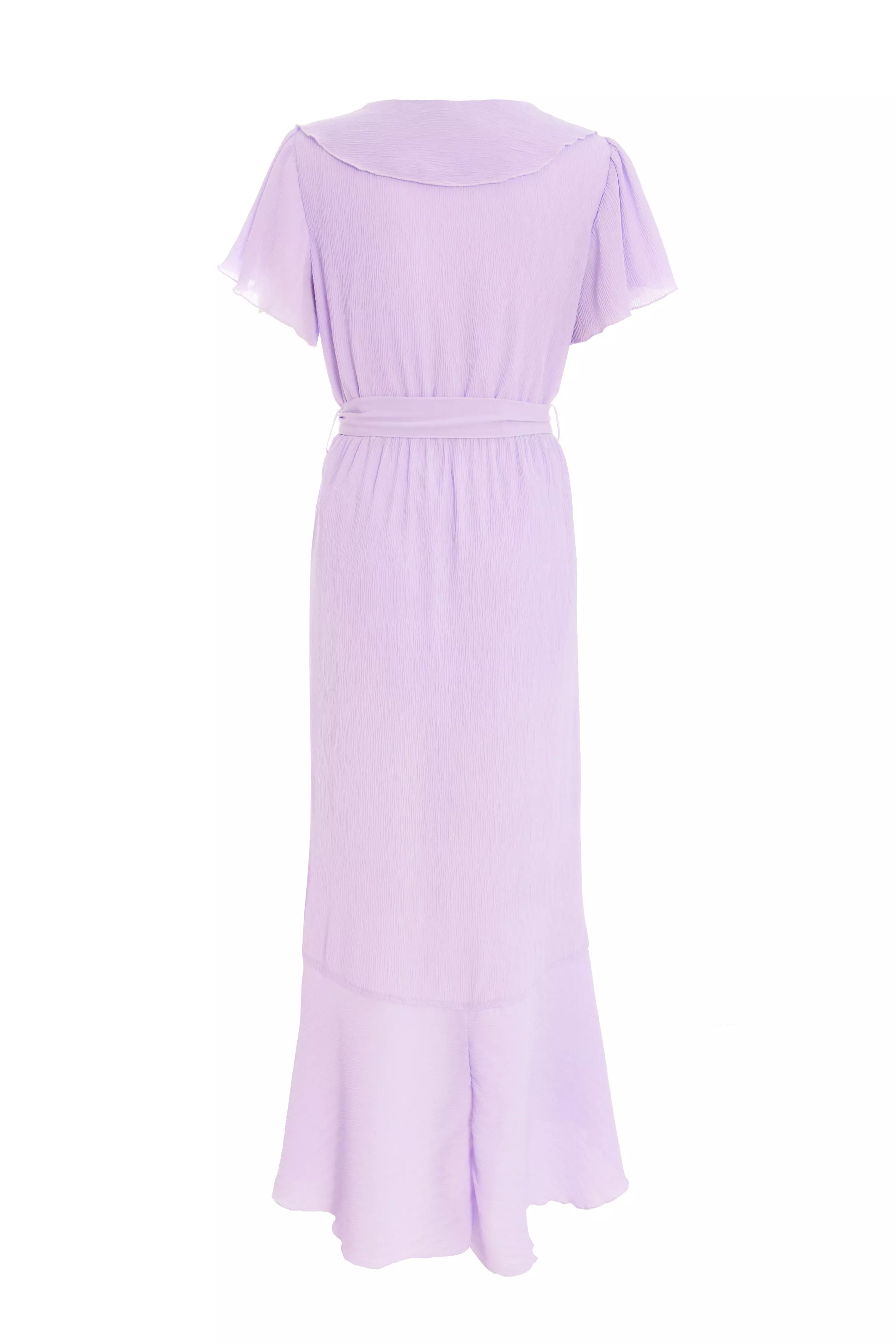 Lilac Crinkle Frill Midaxi Dress