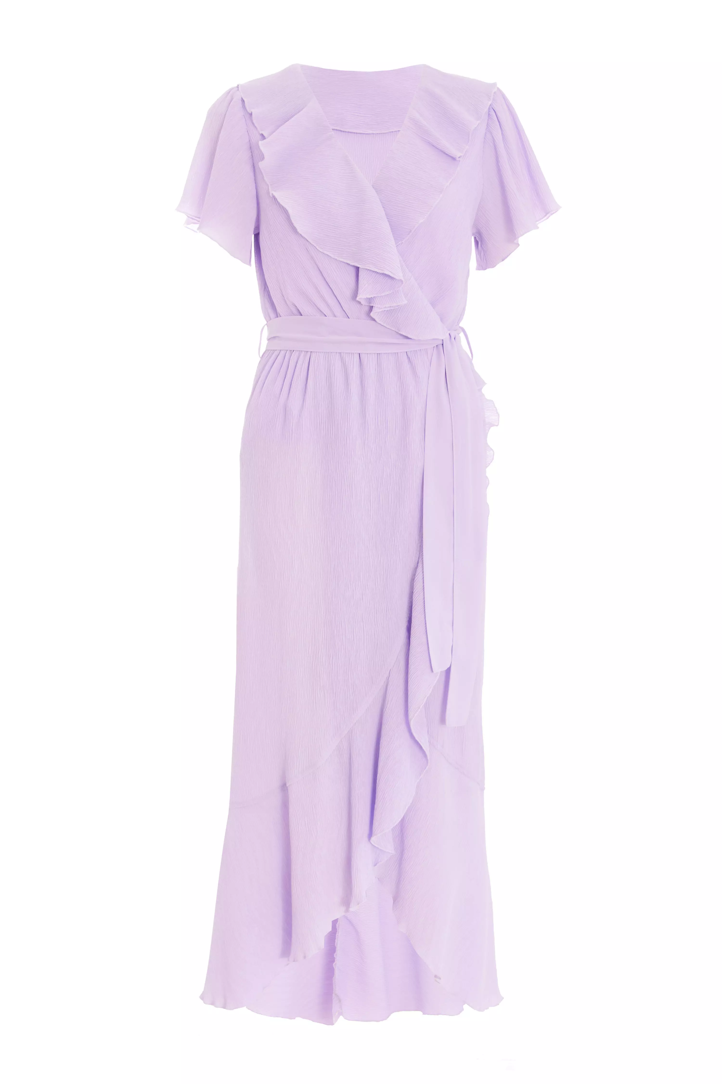 Lilac Crinkle Frill Midaxi Dress