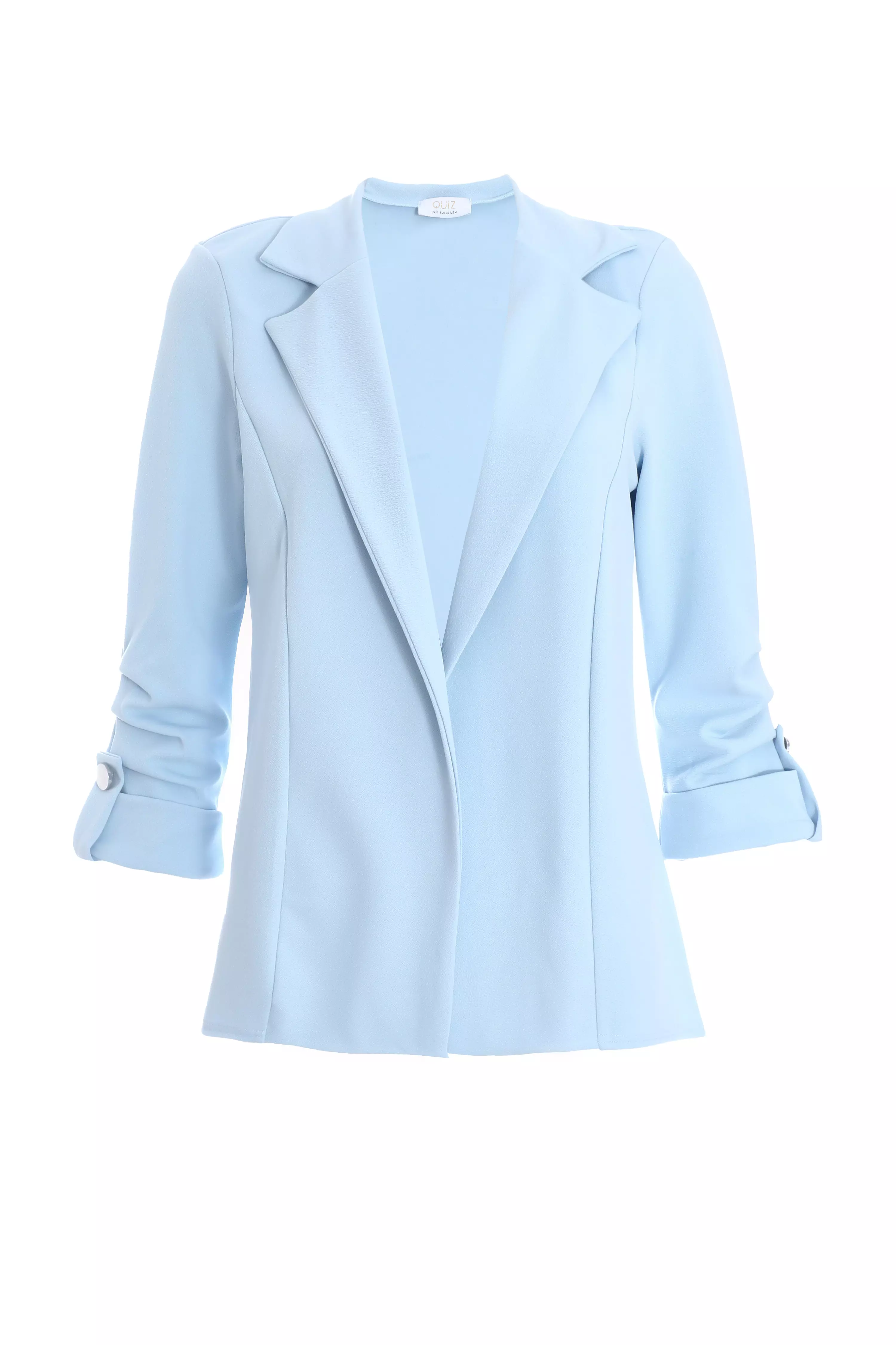 Light Blue Ruched Sleeve Blazer