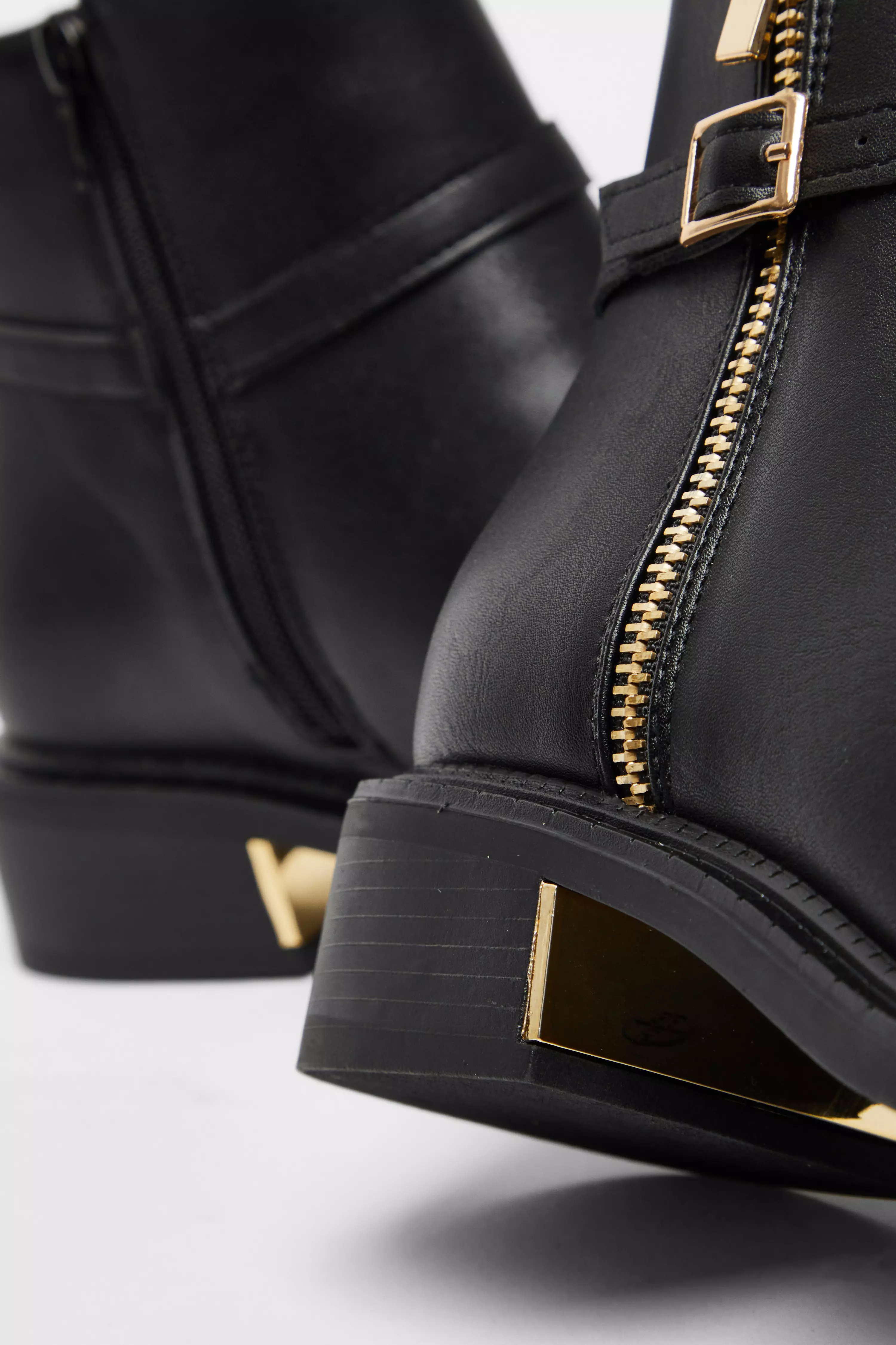 Black Faux Leather Ankle Boot