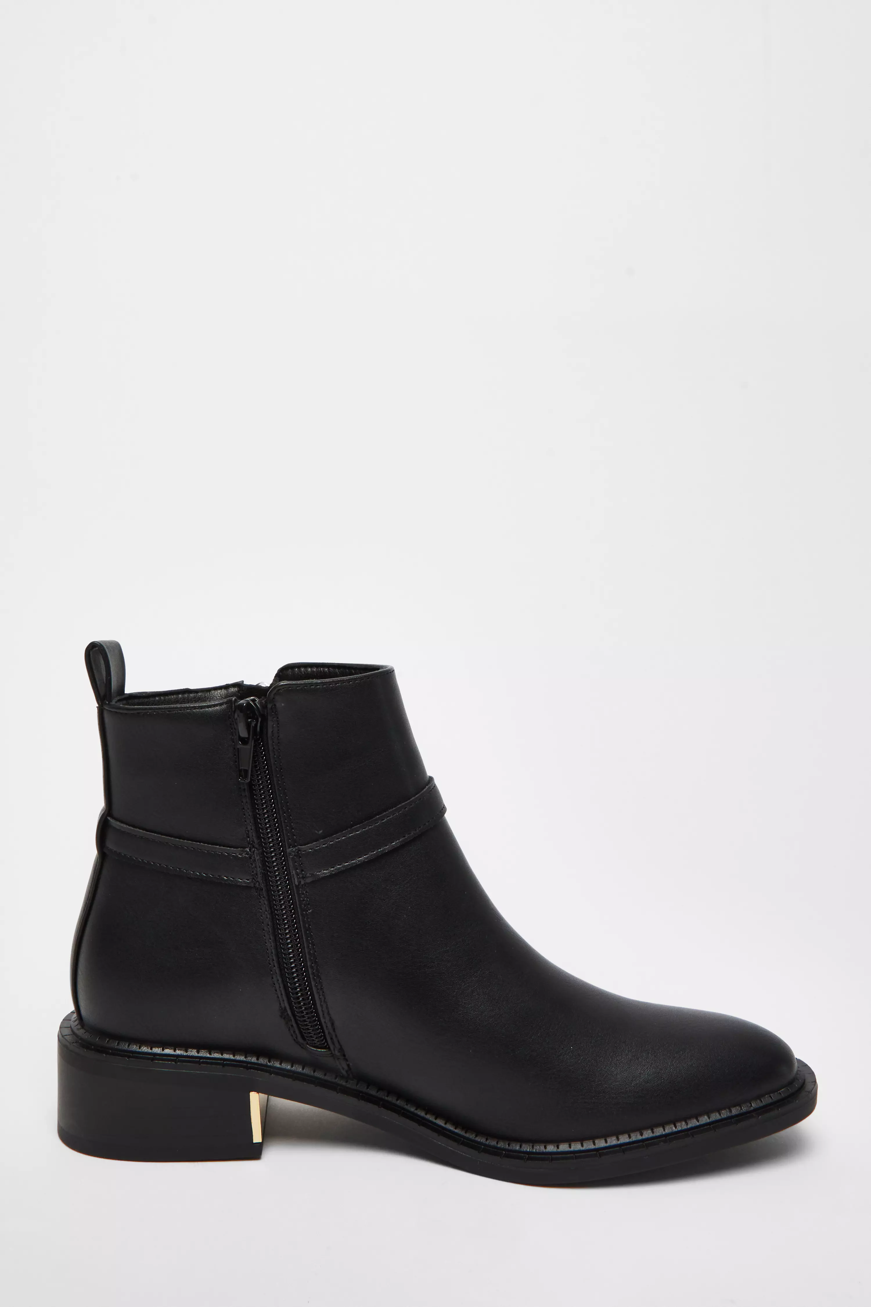 Black Faux Leather Ankle Boot