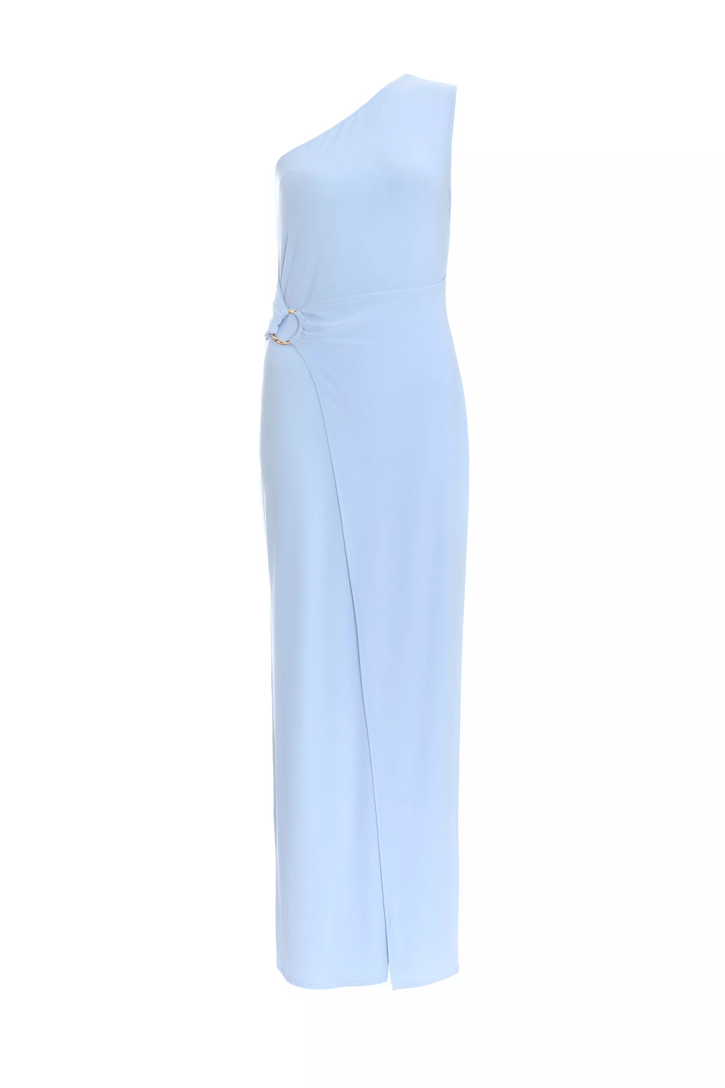 Blue Asymmetric Wrap Maxi Dress