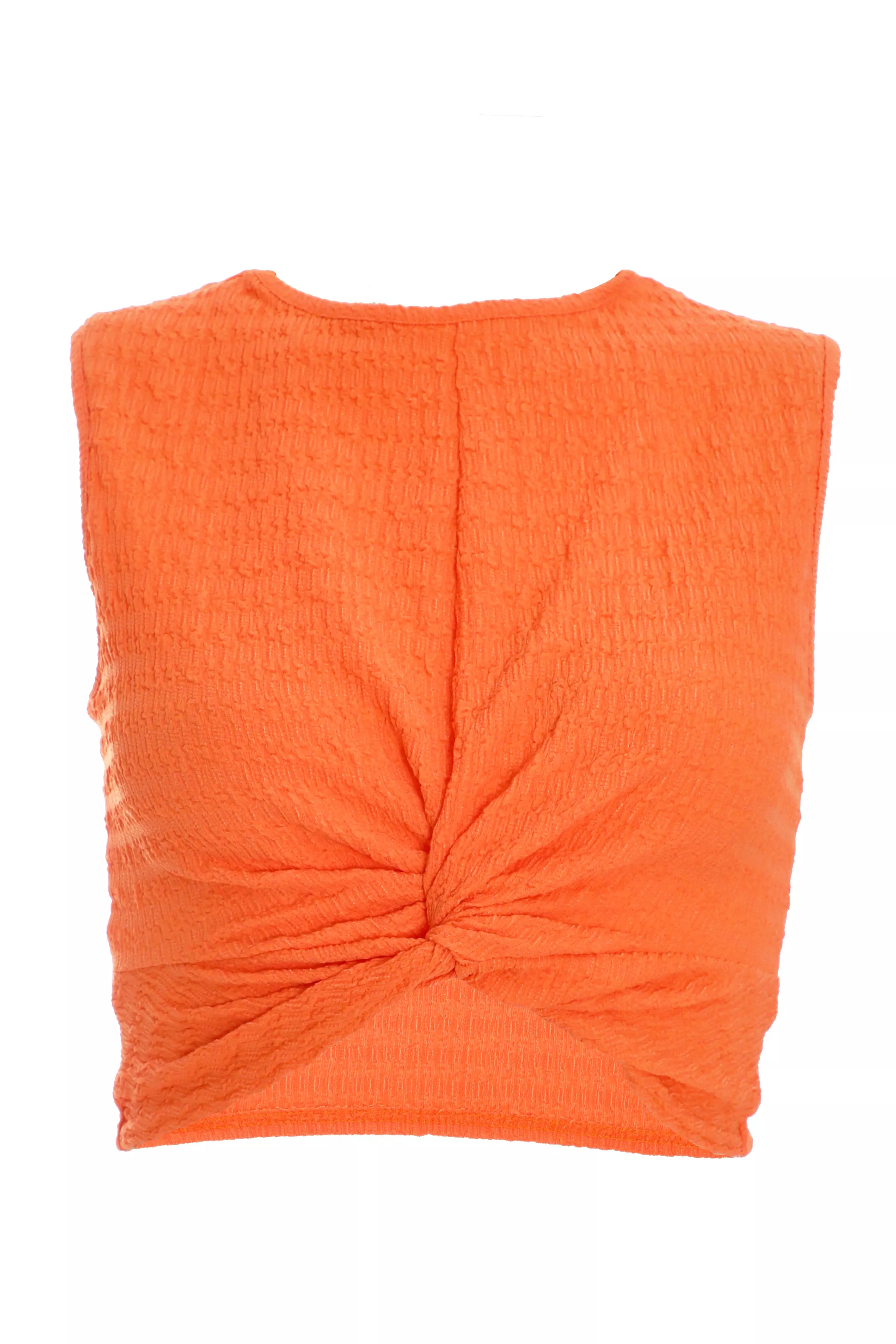 Orange Knot Front Crop Top