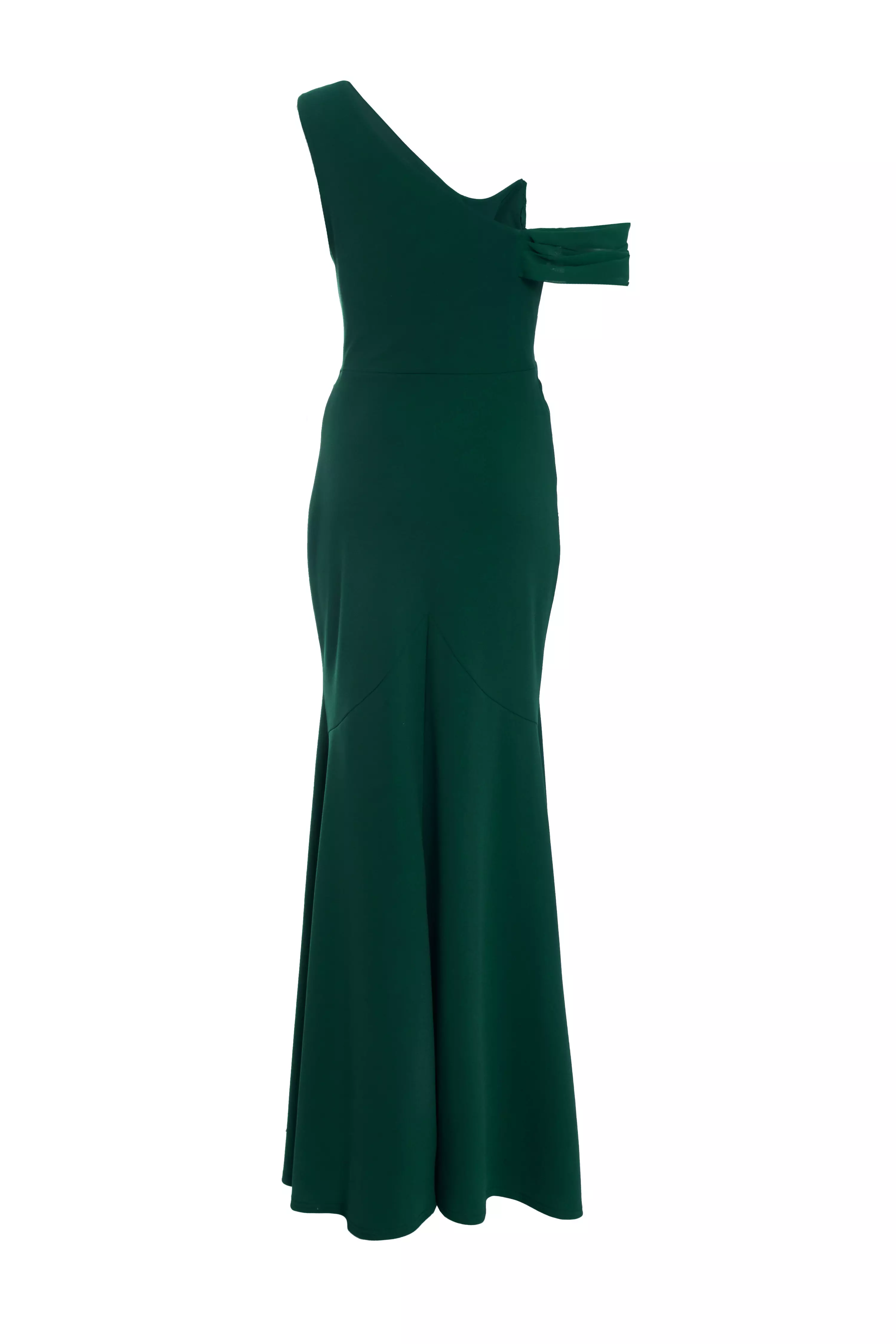 Green Asymmetric Cowl Neck Maxi Dress