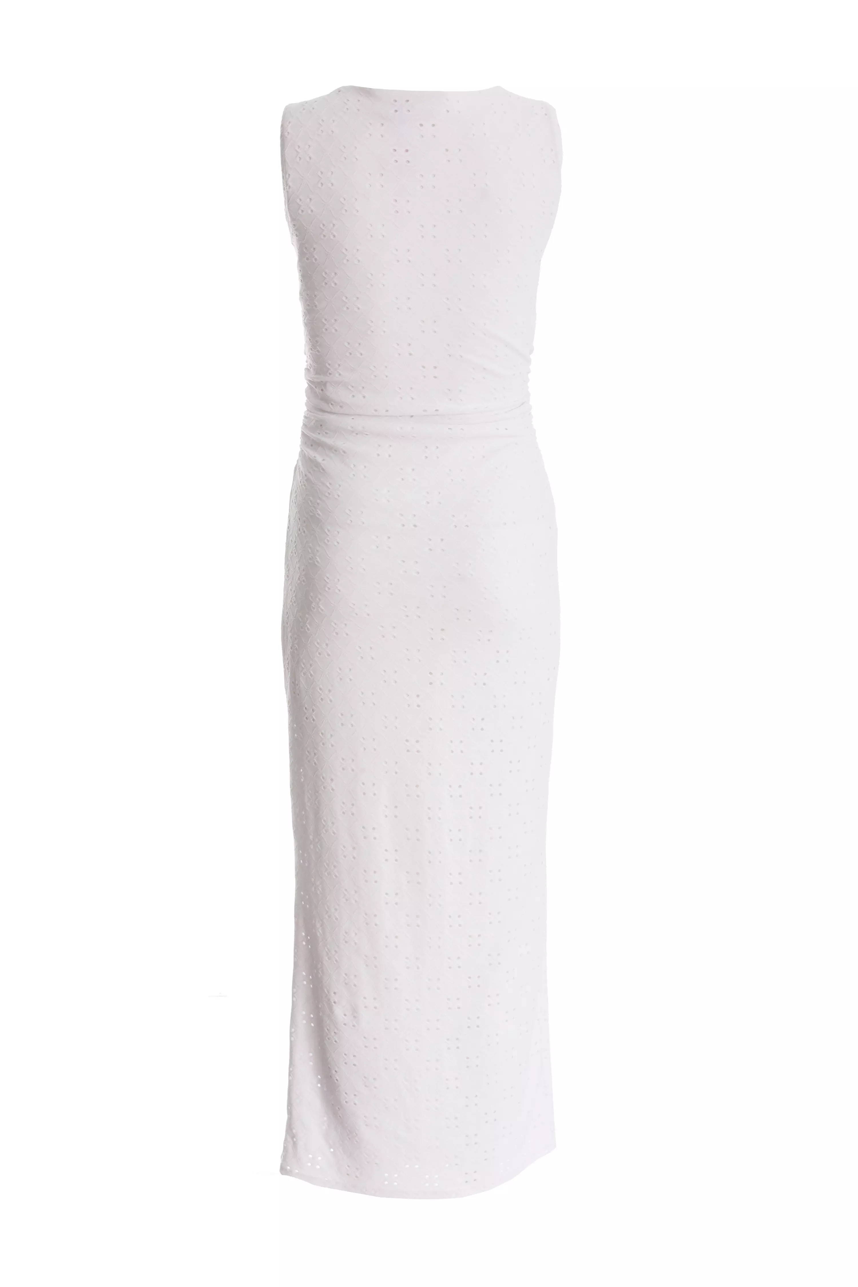 White Embroidered Bodycon Midaxi Dress