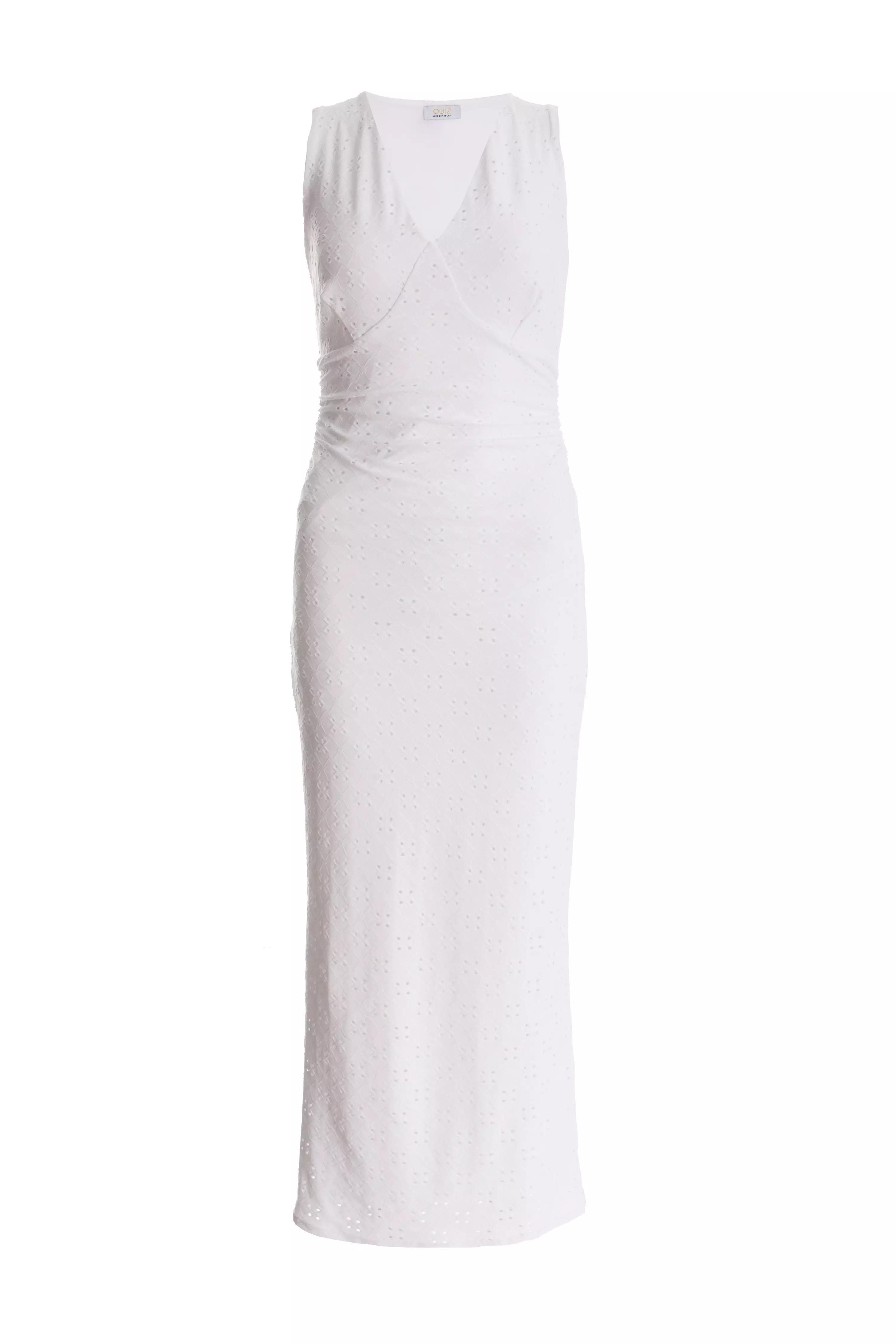 White Embroidered Bodycon Midaxi Dress