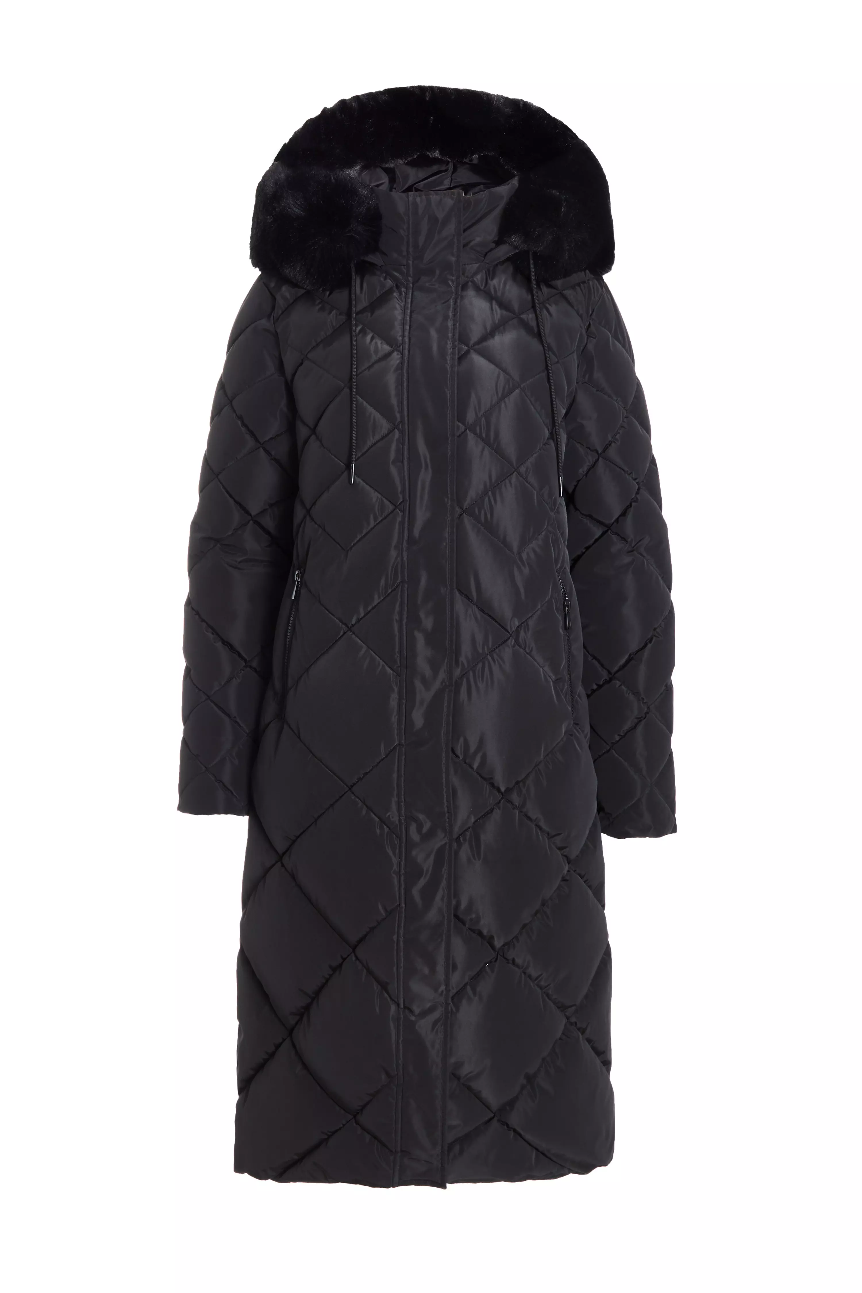 Black Quilted Long Parka