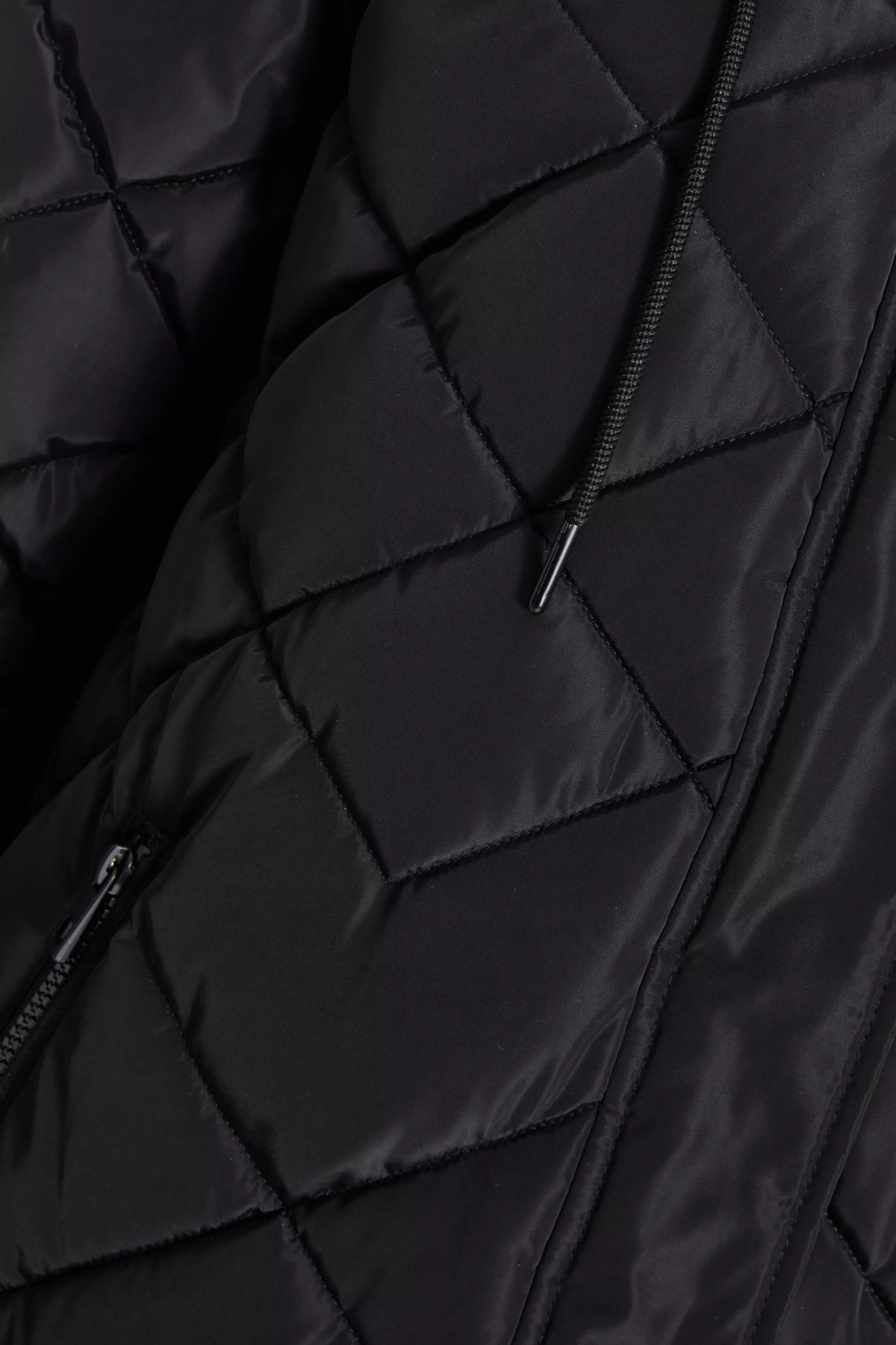 Black Quilted Long Parka