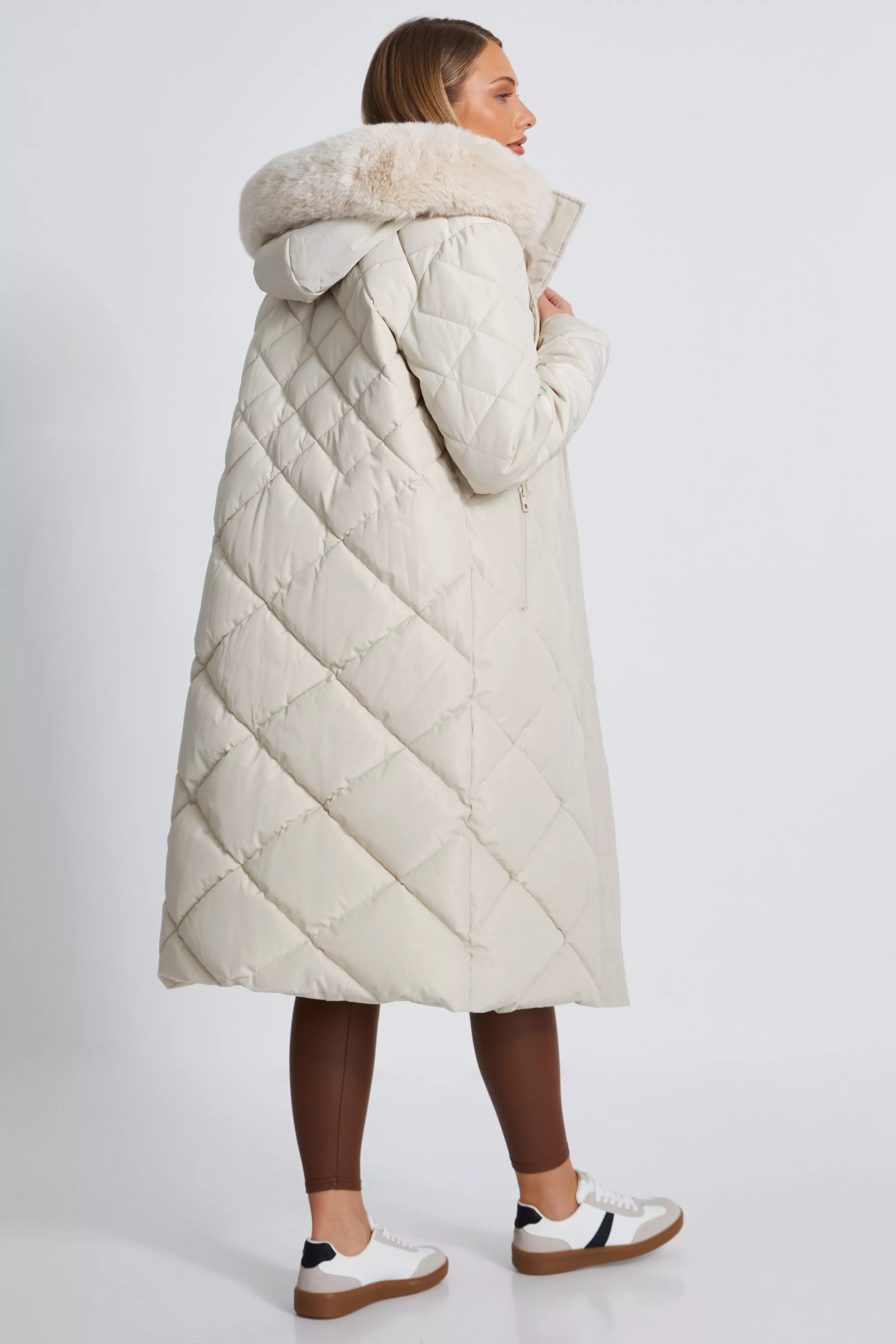 Stone Quilted Long Parka