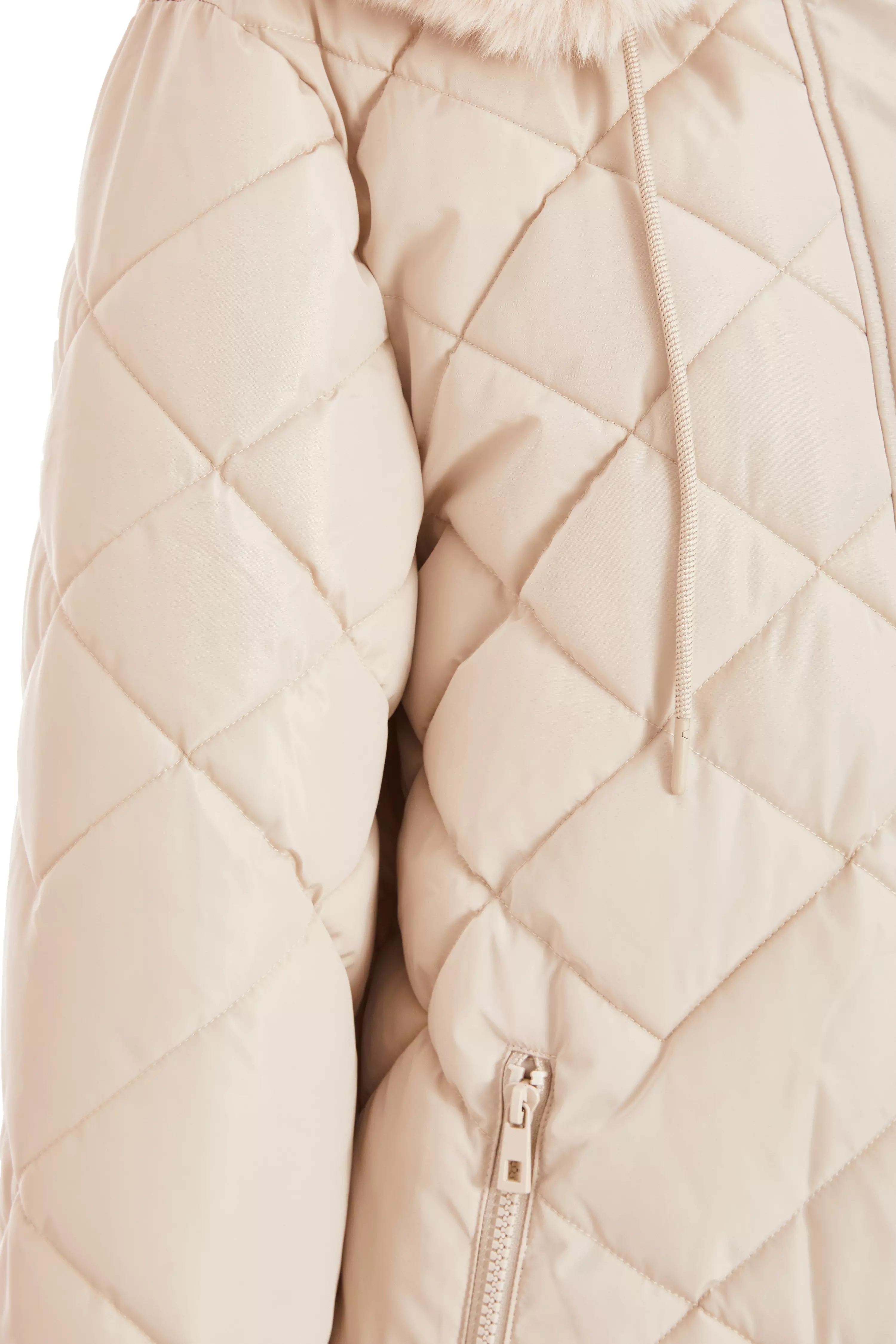 Stone Quilted Long Parka