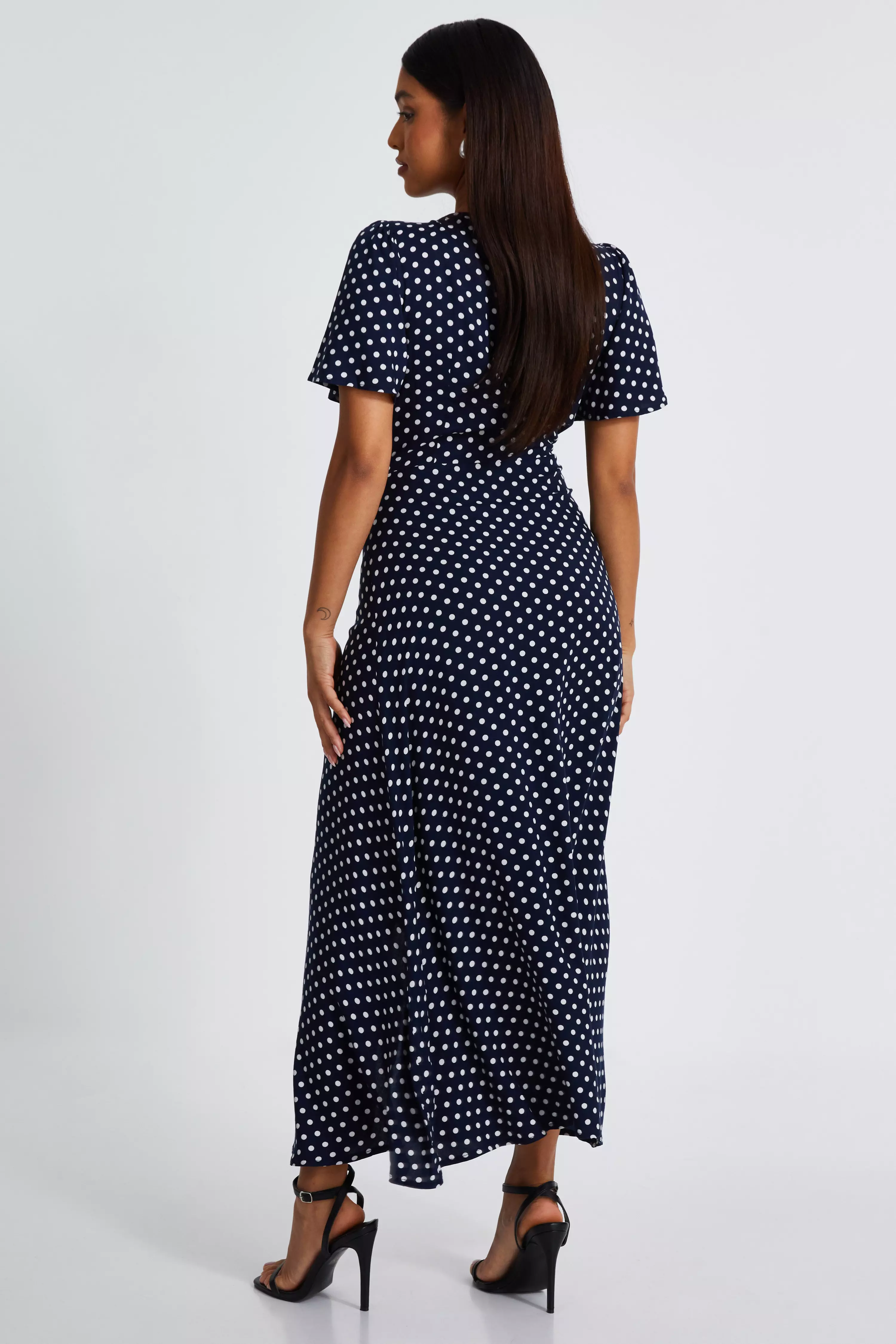 Petite Navy Button Midaxi Dress