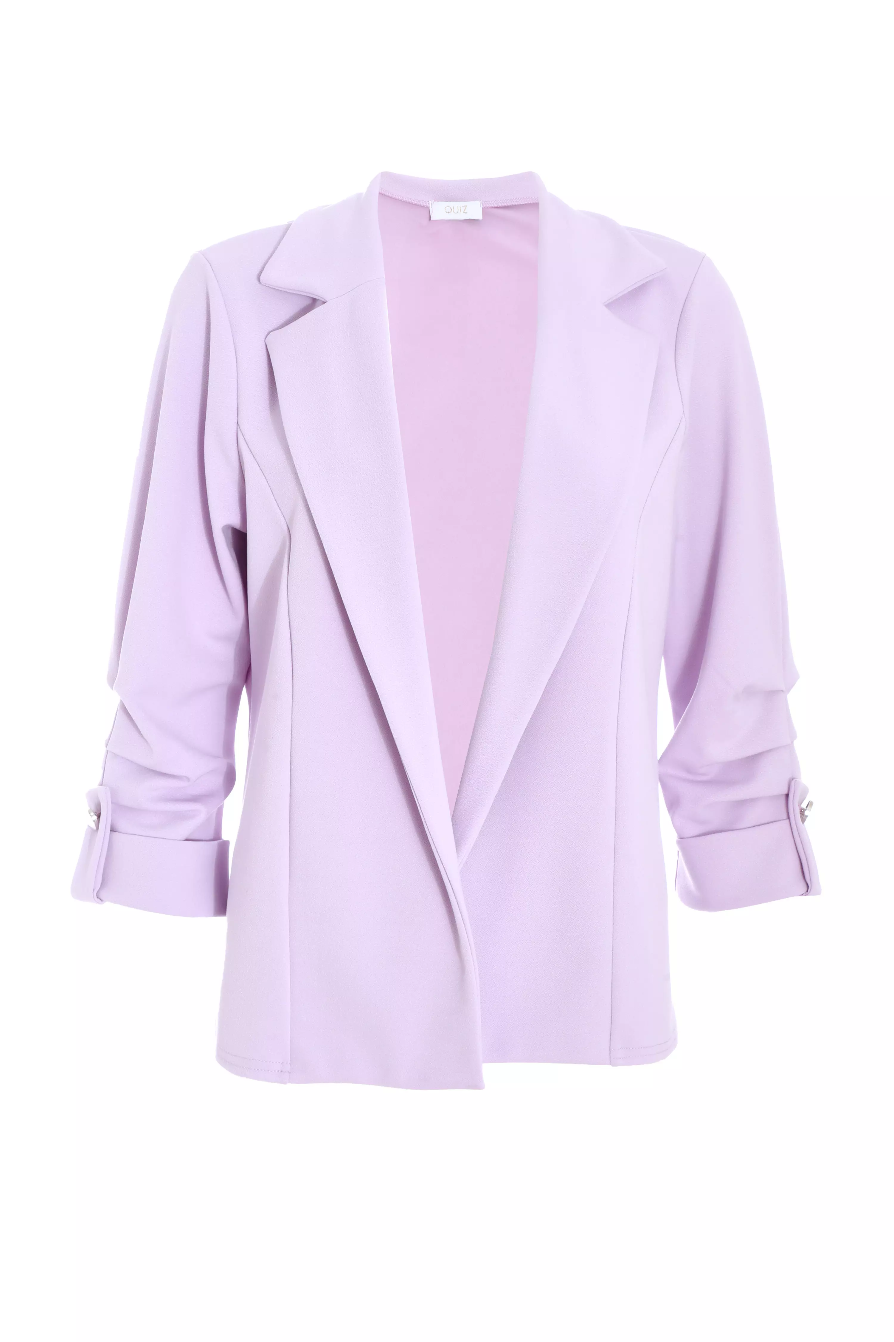 Petite Lilac Ruched Sleeve Tailored Blazer