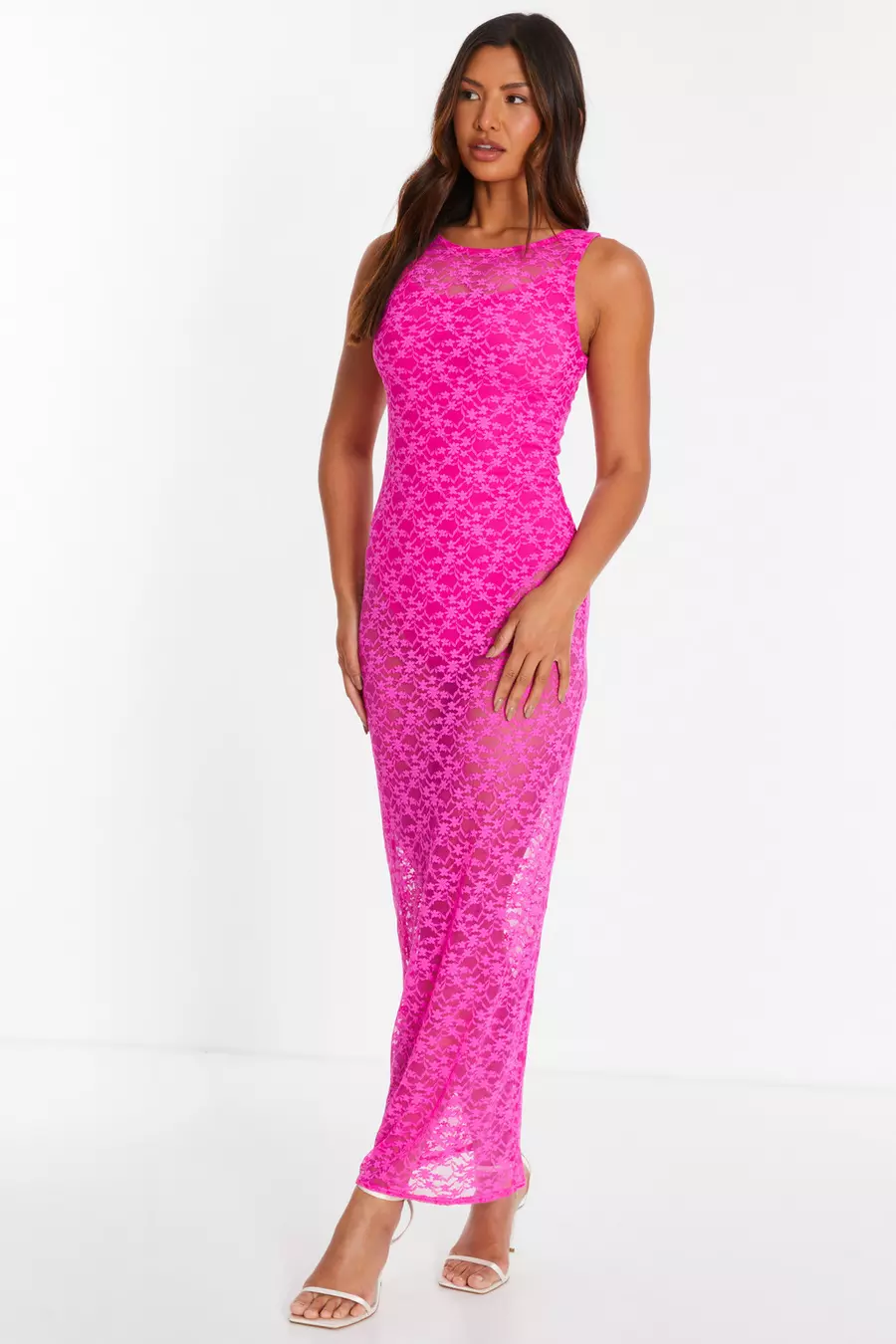 Quiz pink lace dress hotsell