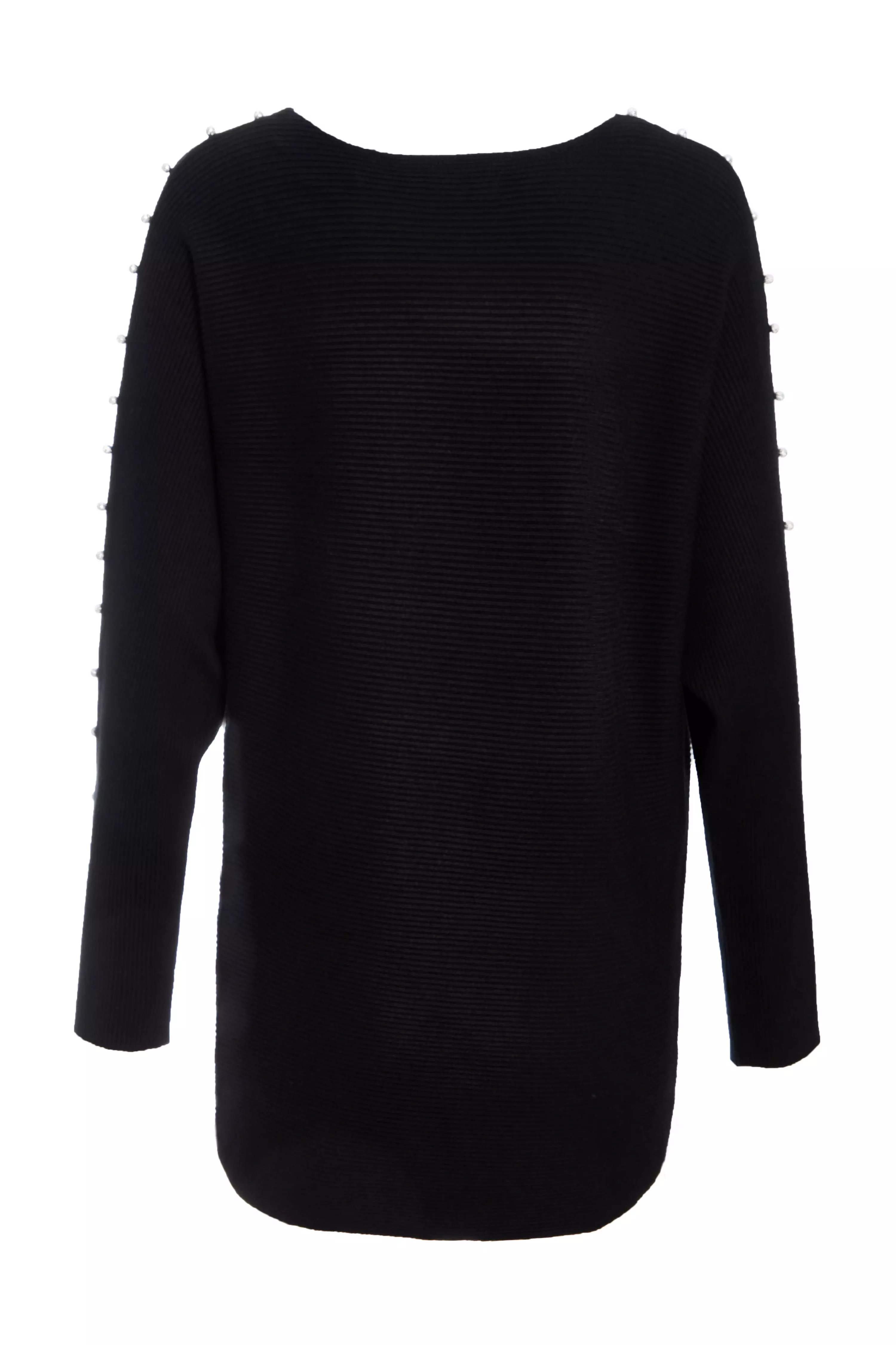 Black Knitted Beaded Batwing Jumper