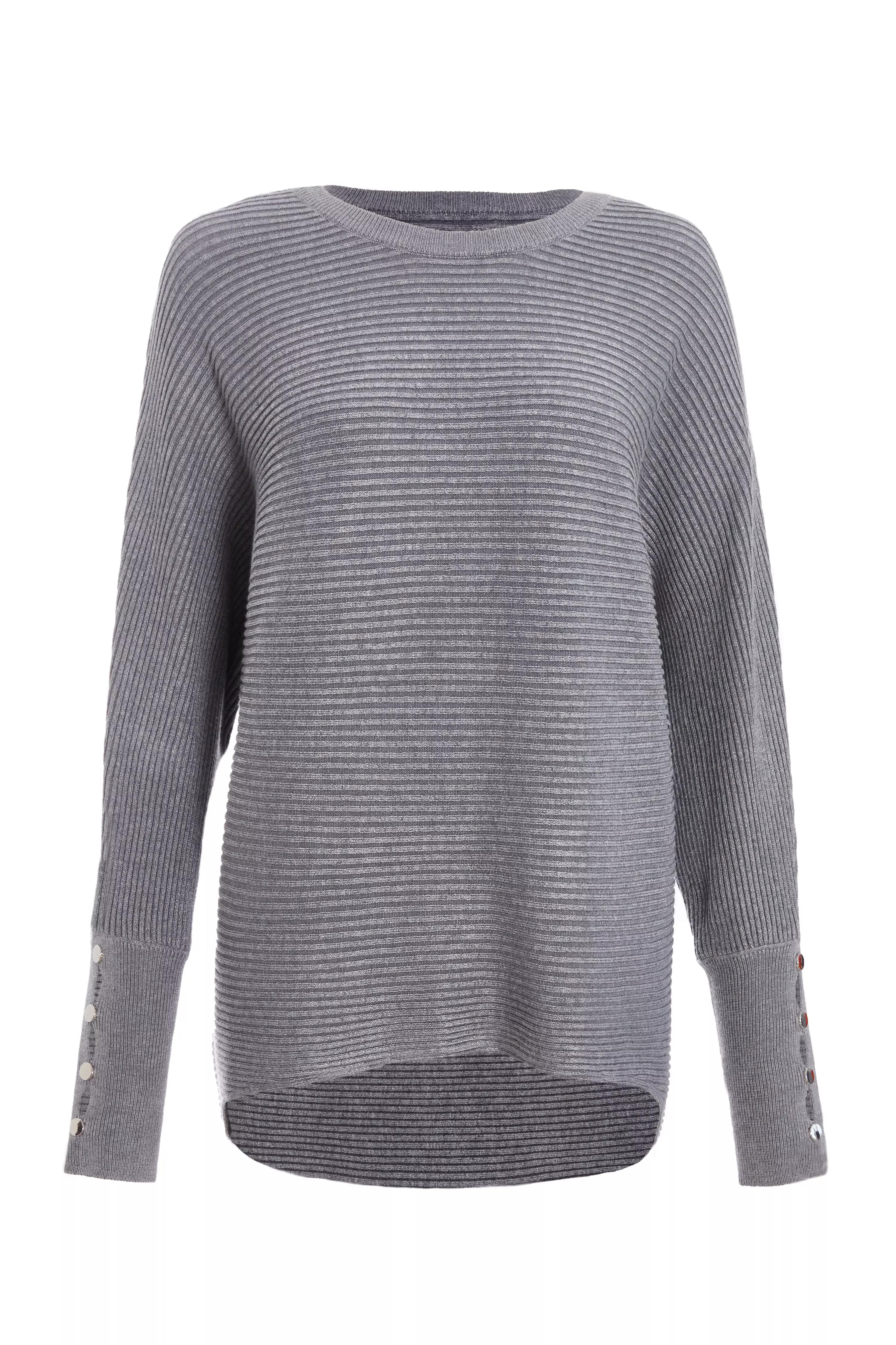 Grey Light Knit Buttoned Jumper