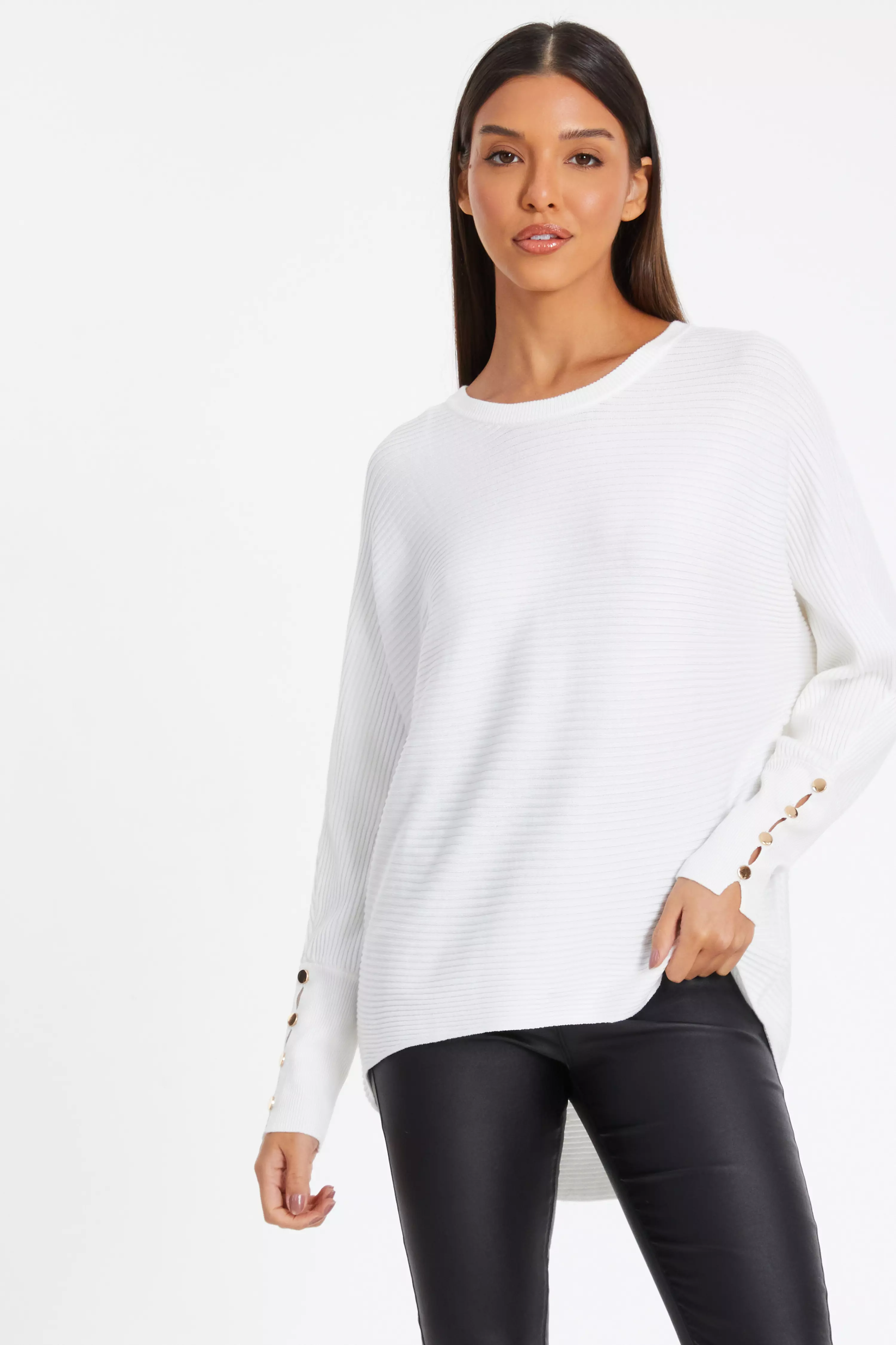 Cream Light Knit Buttoned Jumper