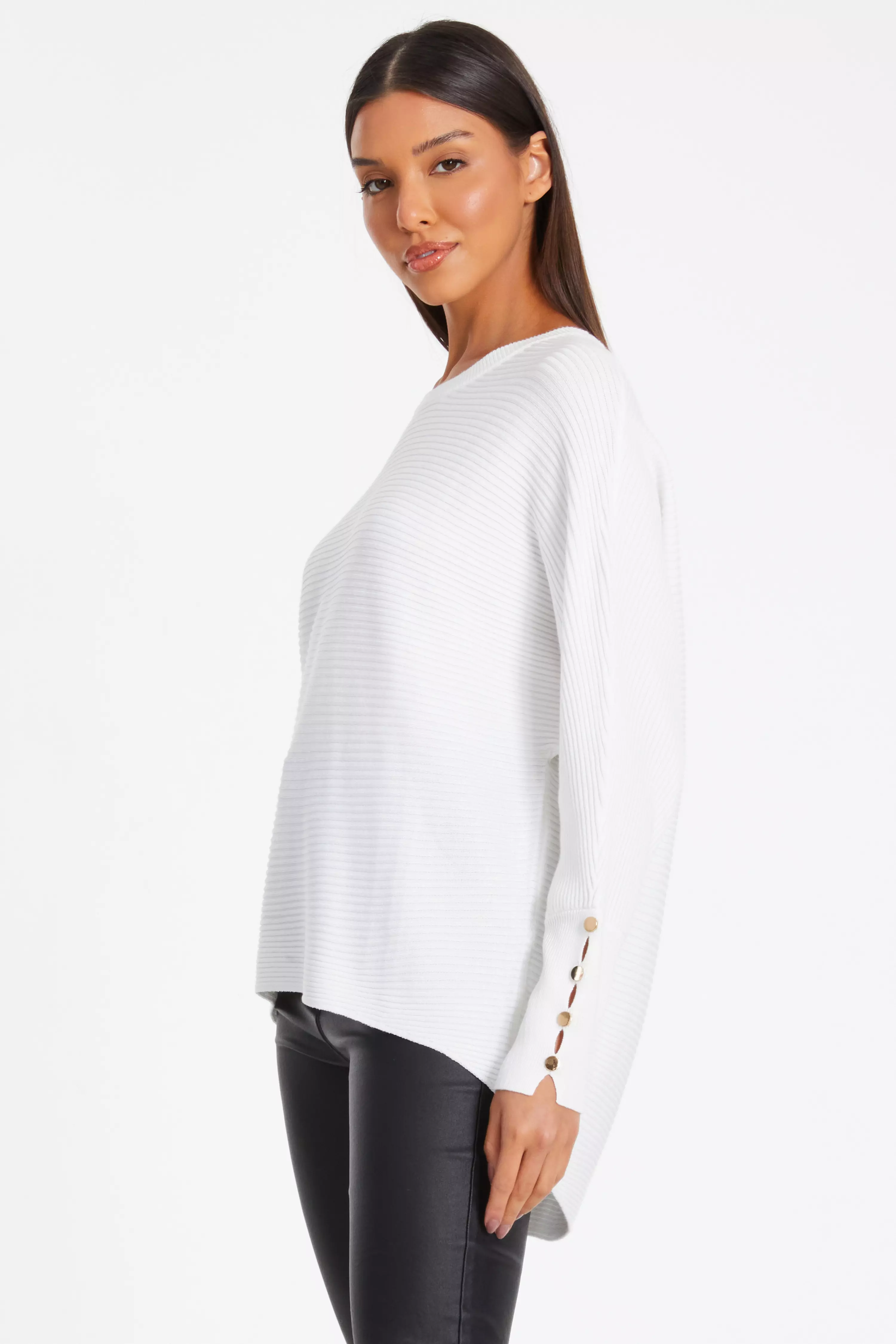 Cream Light Knit Buttoned Jumper