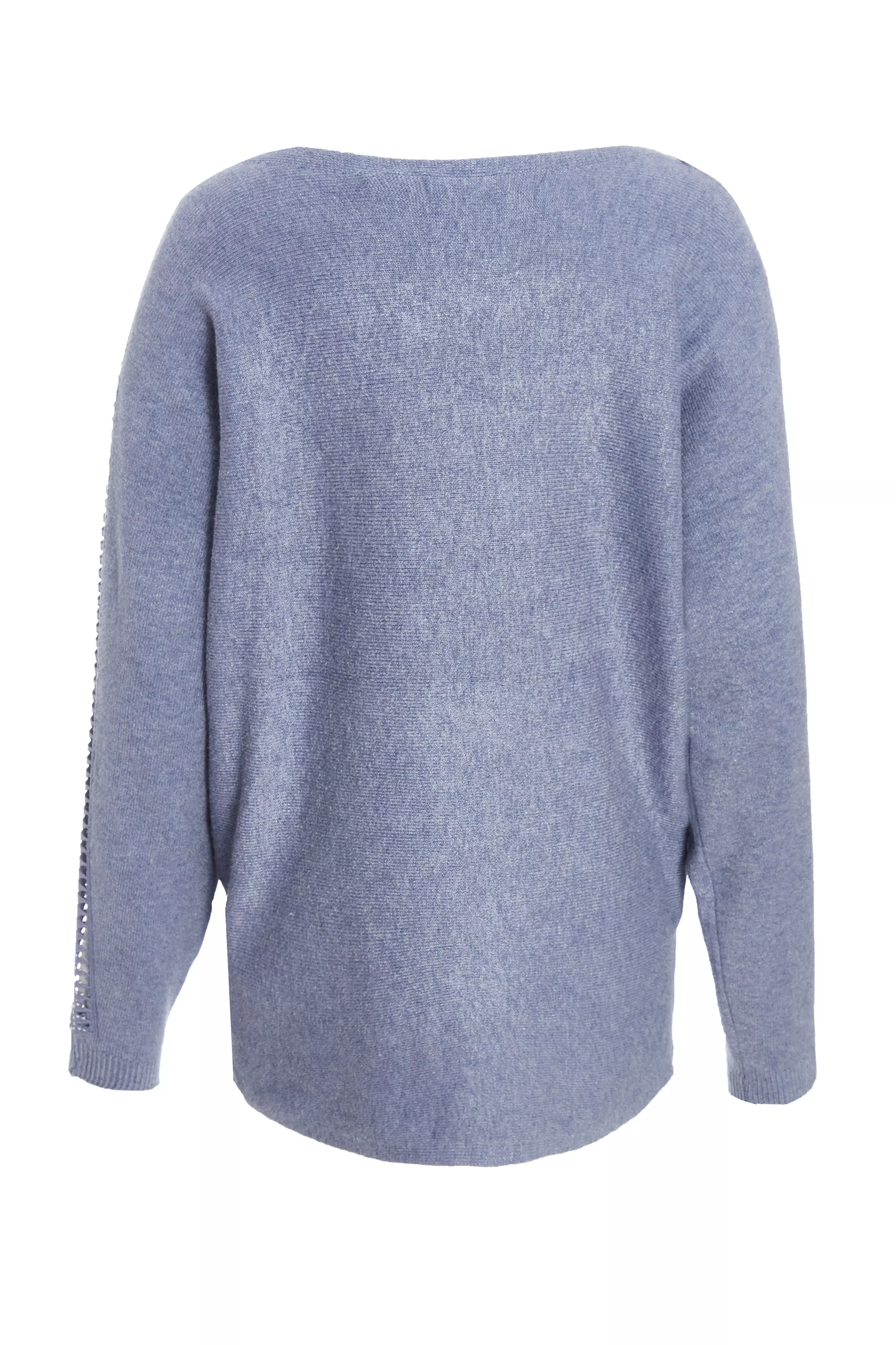 Blue Light Knit Diamante Sleeve Jumper