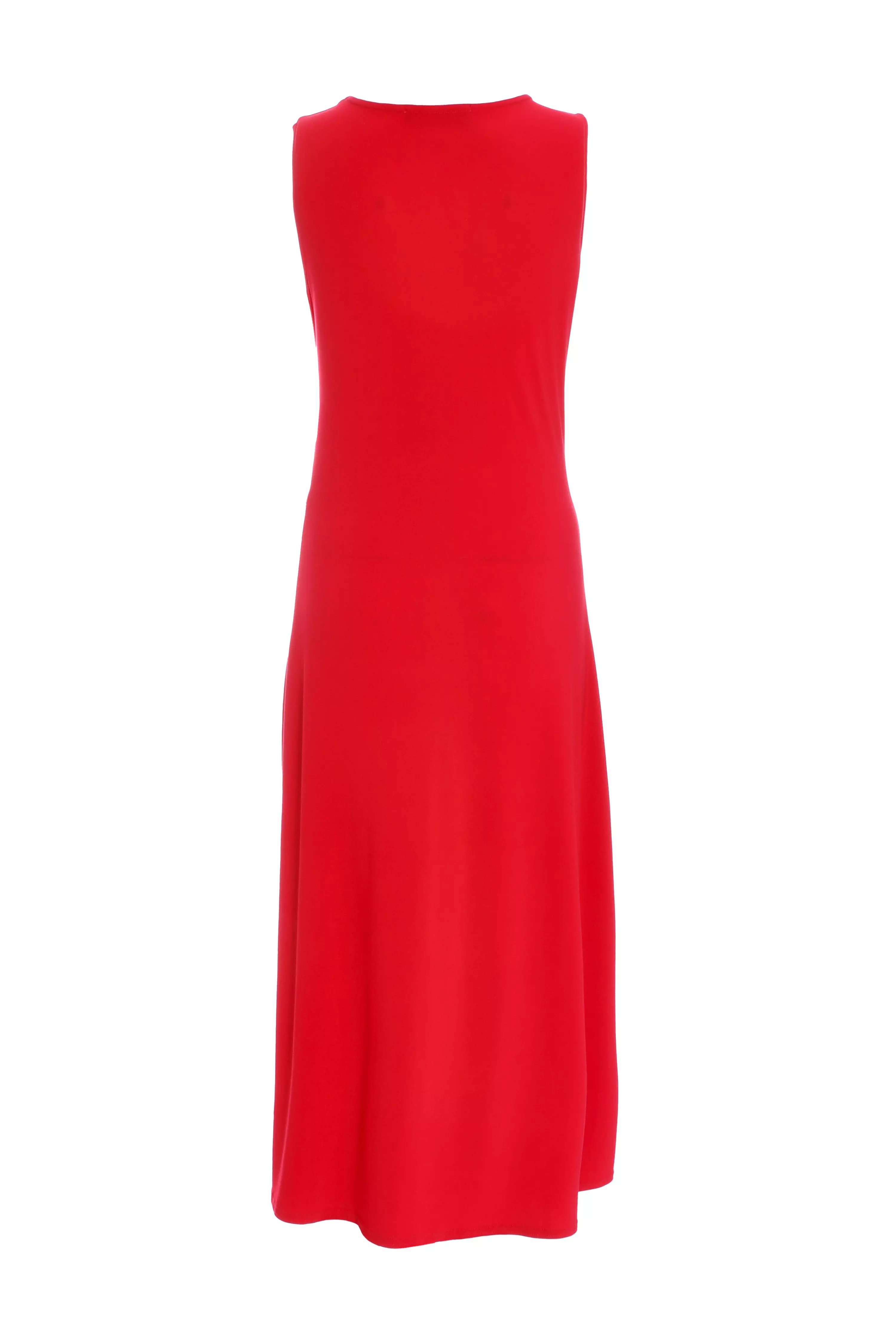Red Ruched Side Midi Dress