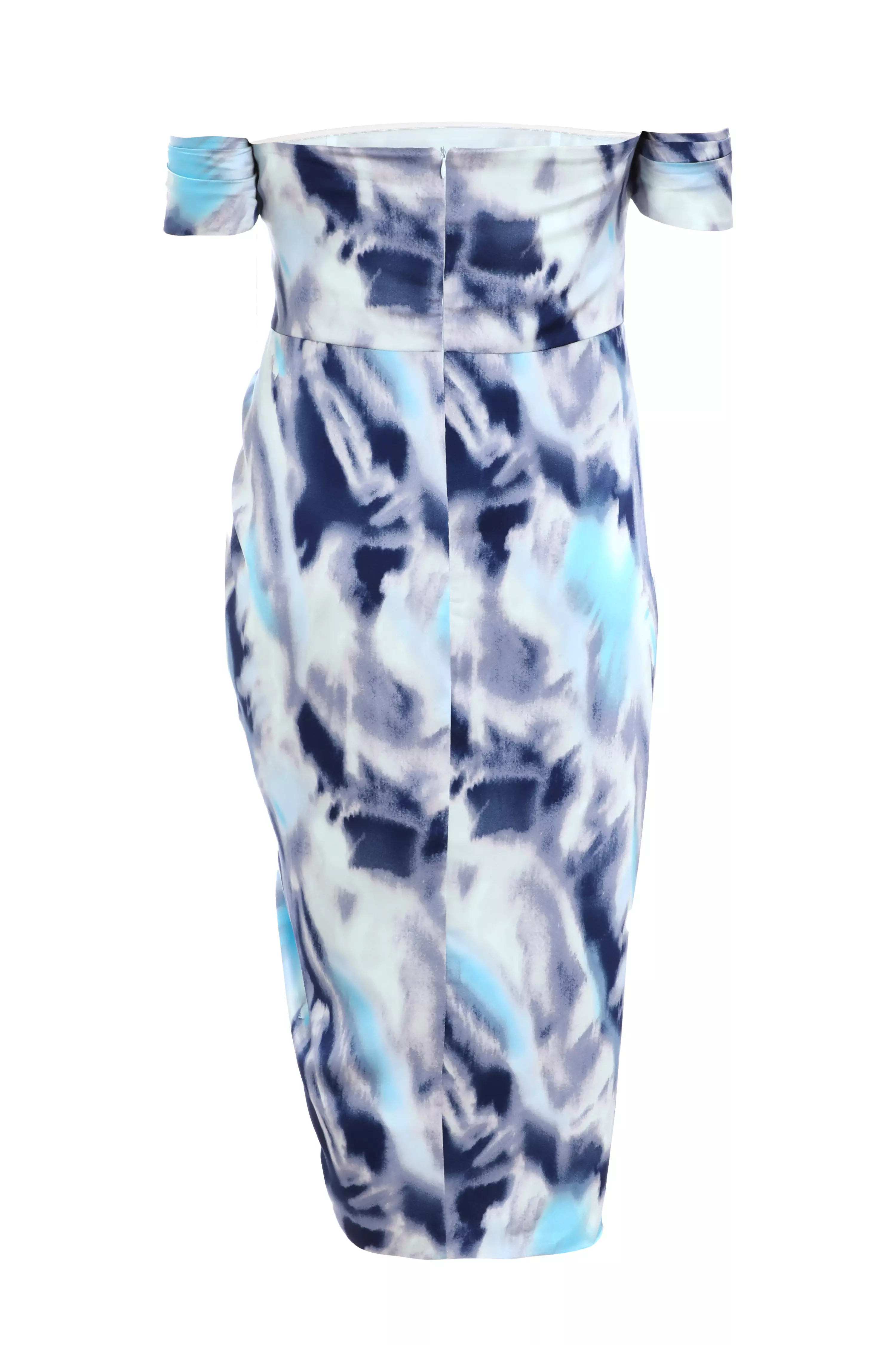 Curve Blue Marble Print Bardot Midi Dress