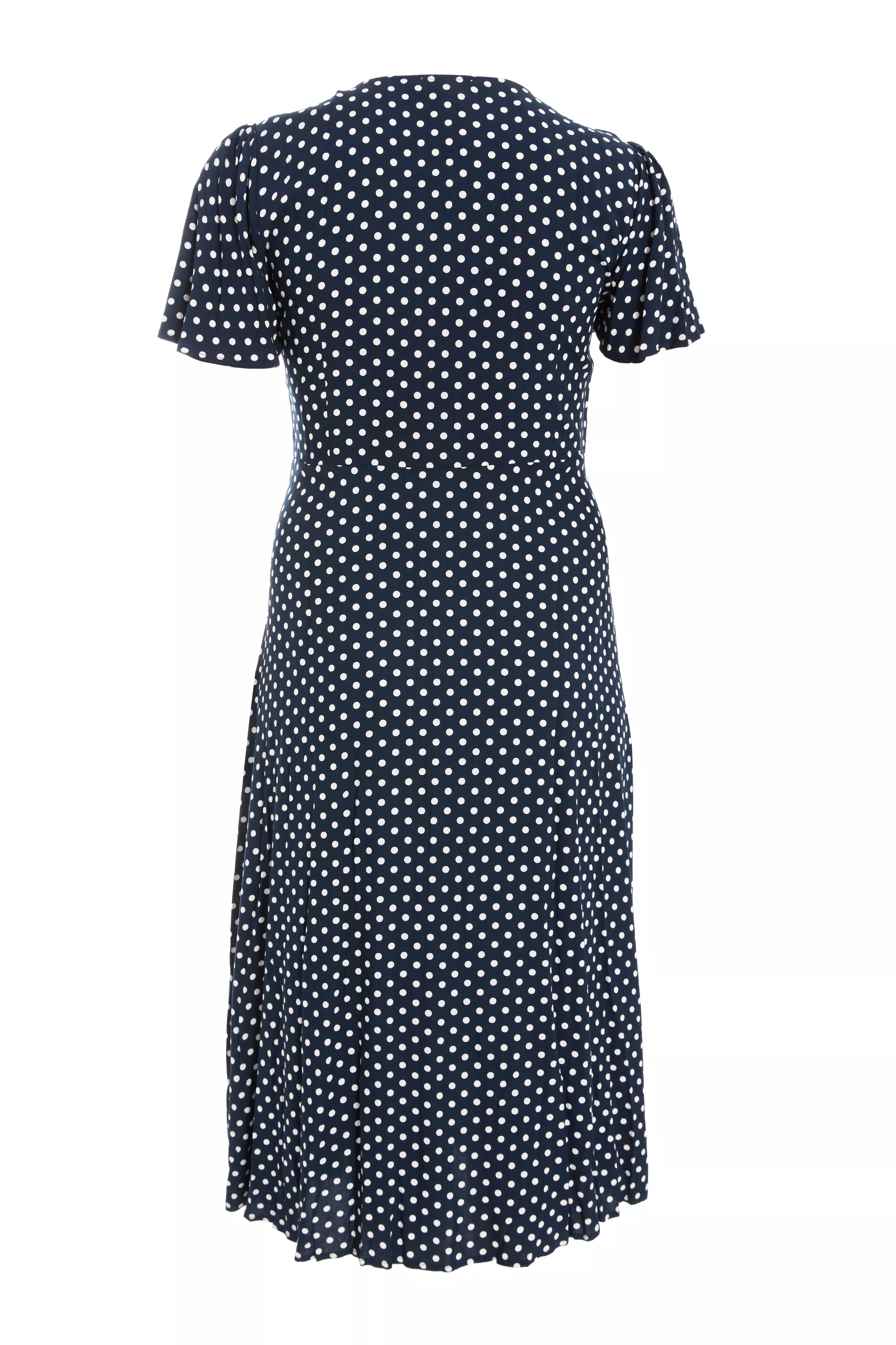 Curve Navy Polka Dot Midaxi Dress