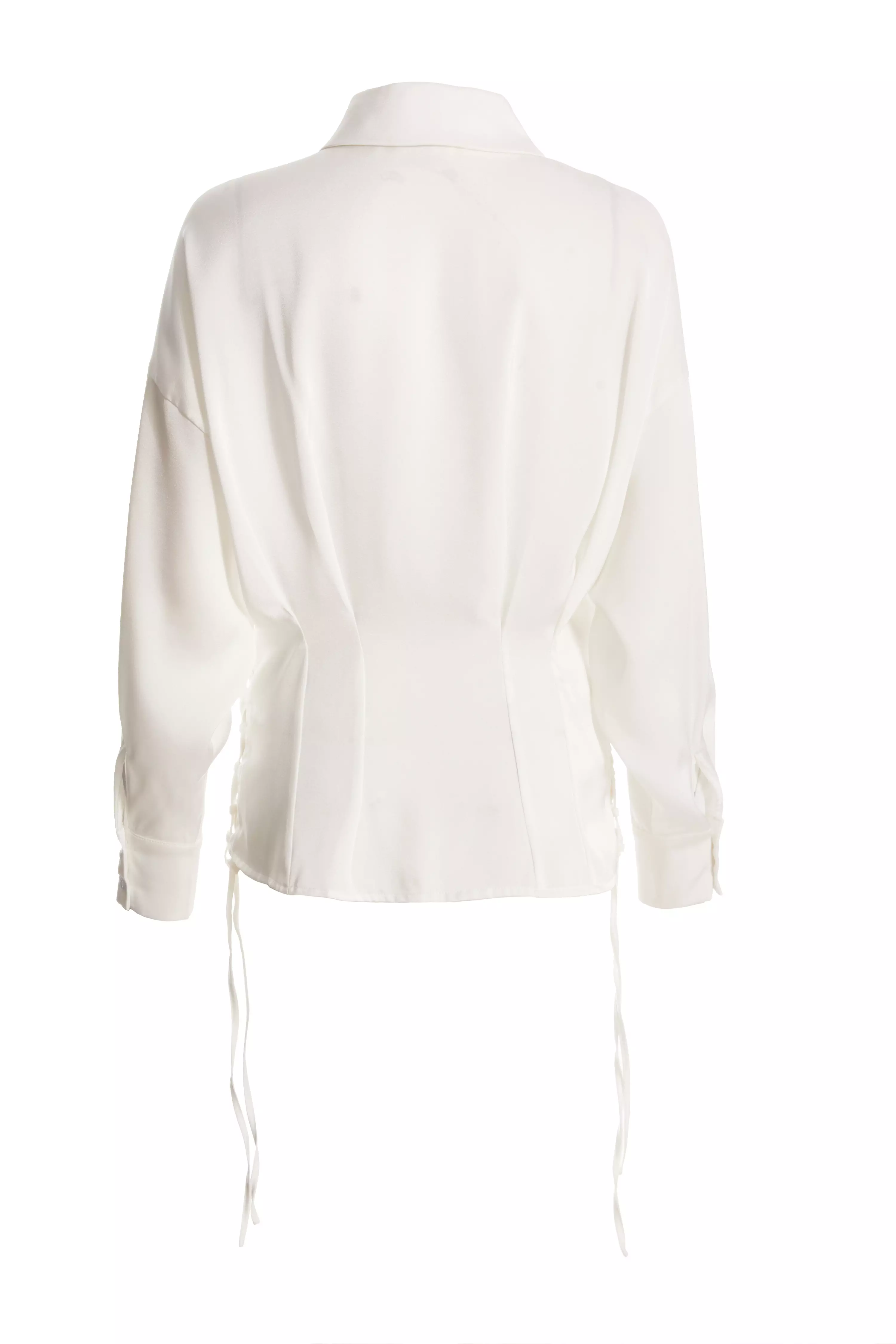 Cream Satin Lace Up Shirt