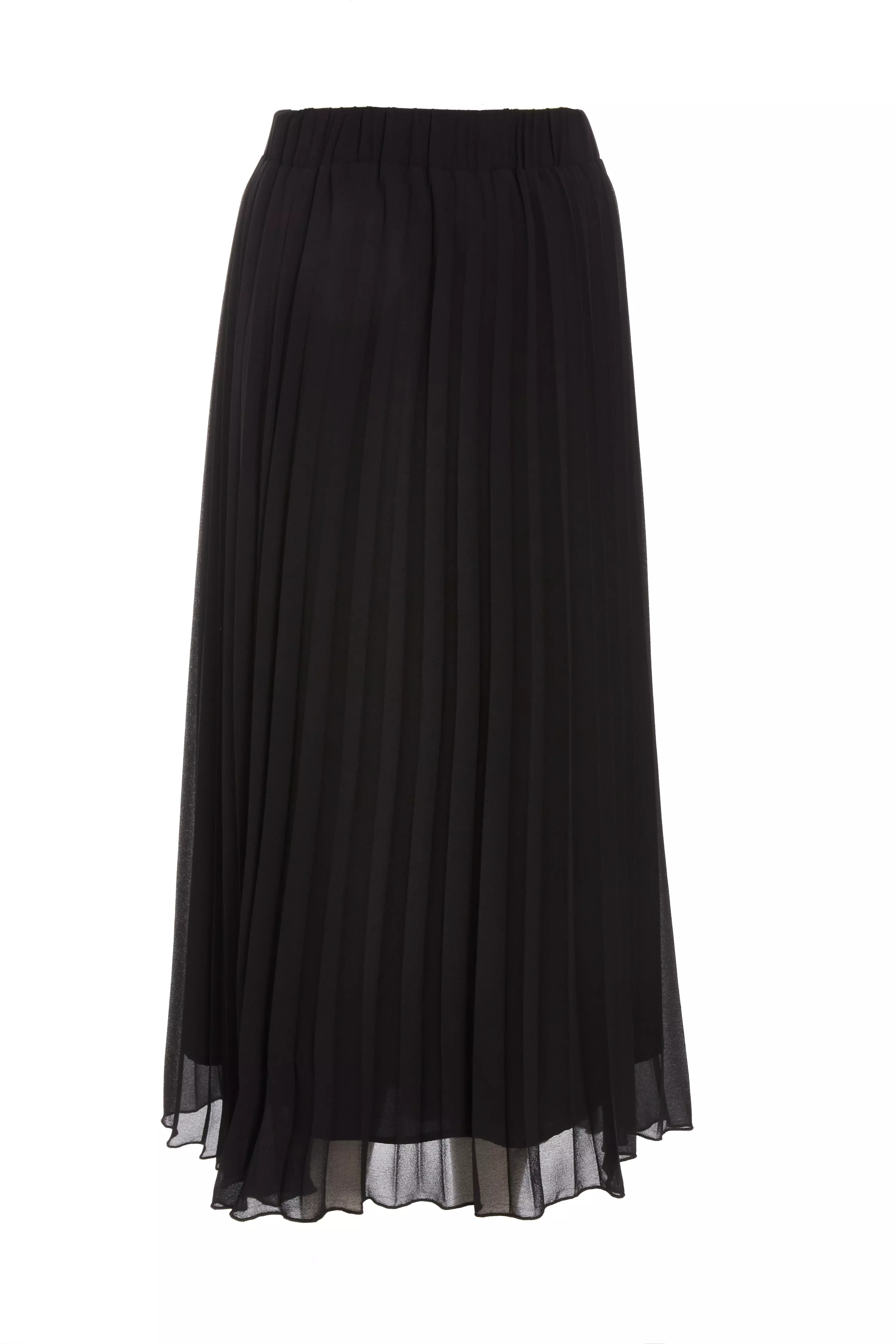 Black Chiffon Pleated Midi Skirt 