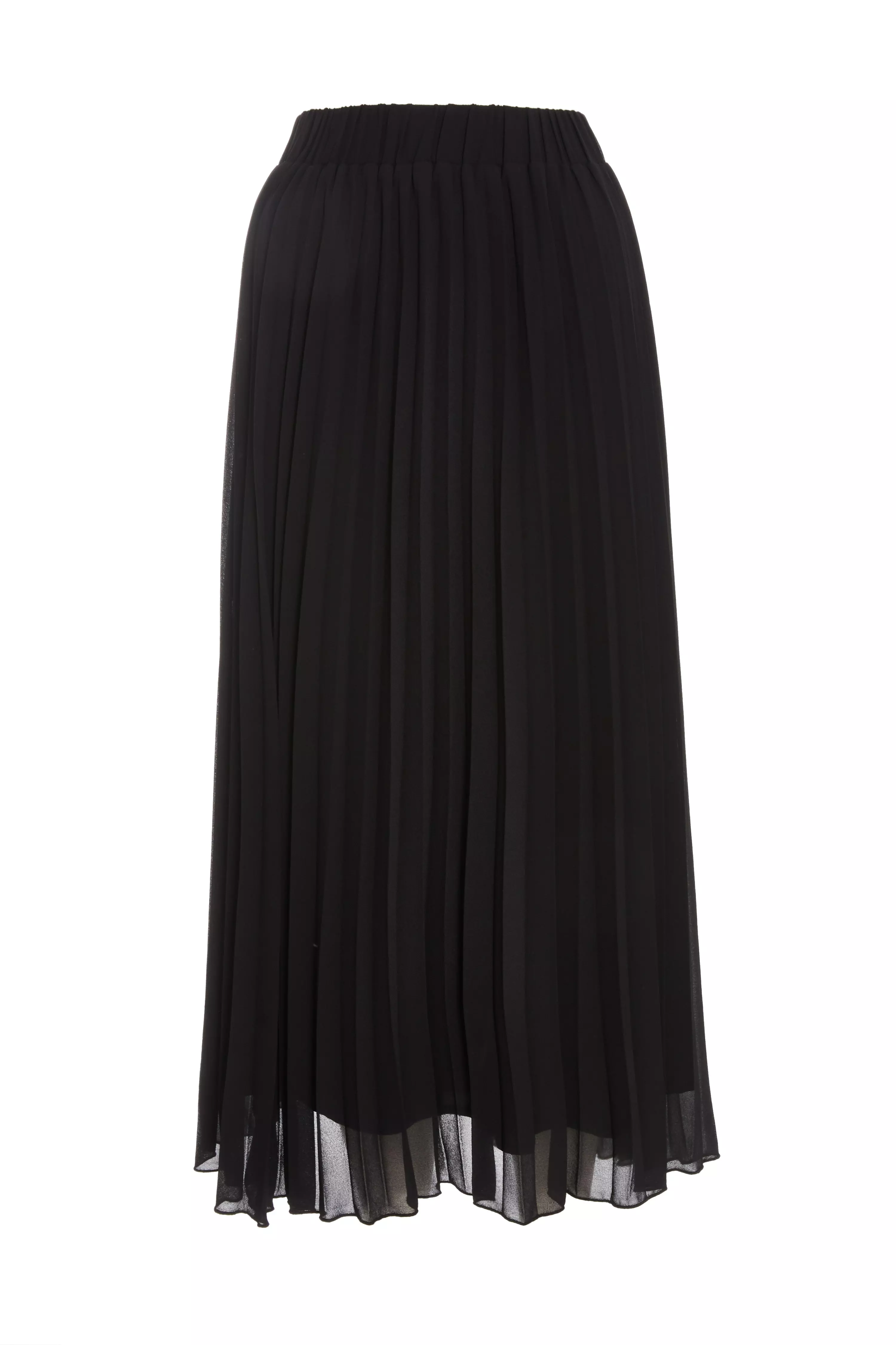 Black Chiffon Pleated Midi Skirt 