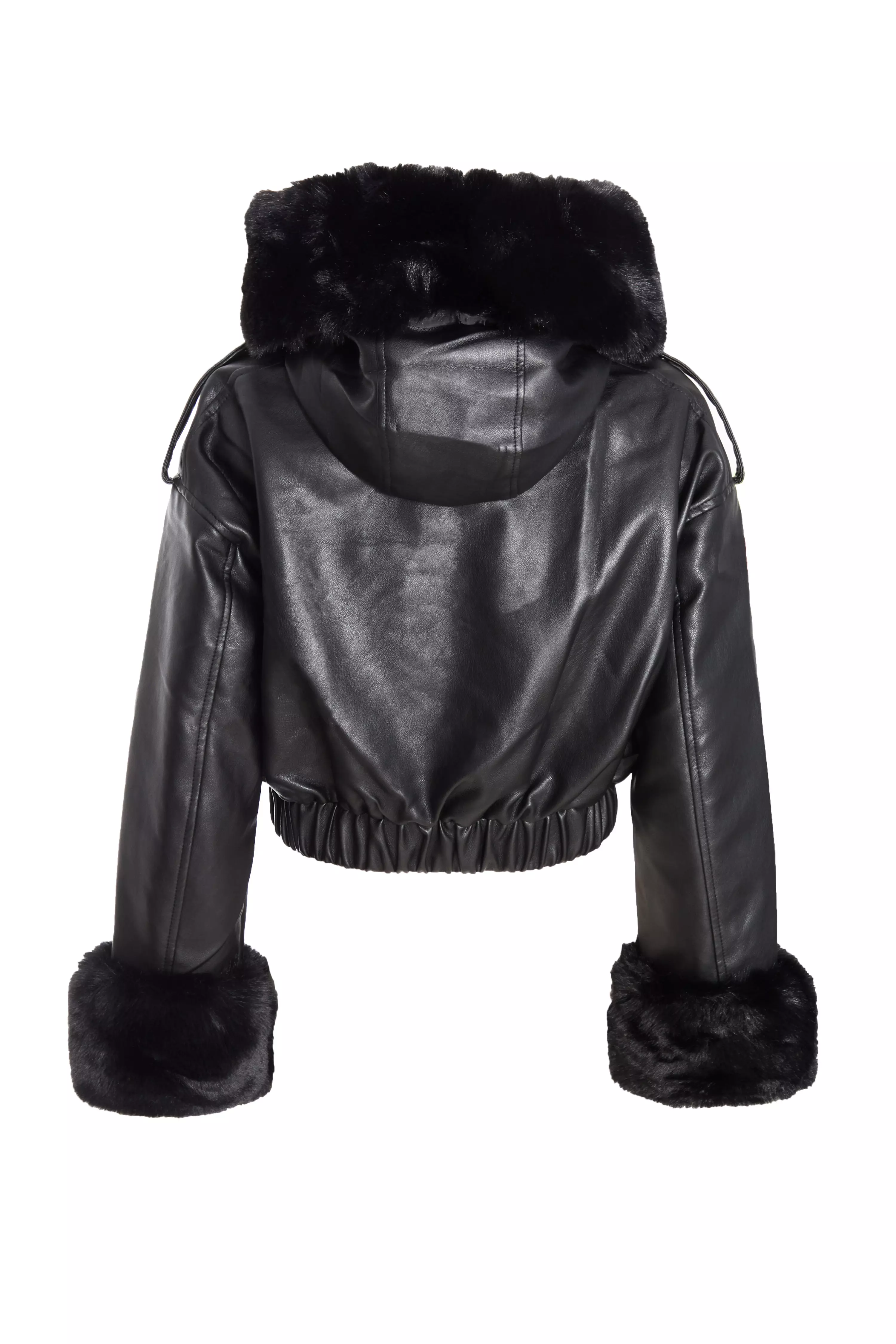 Black Faux Fur Bomber Jacket