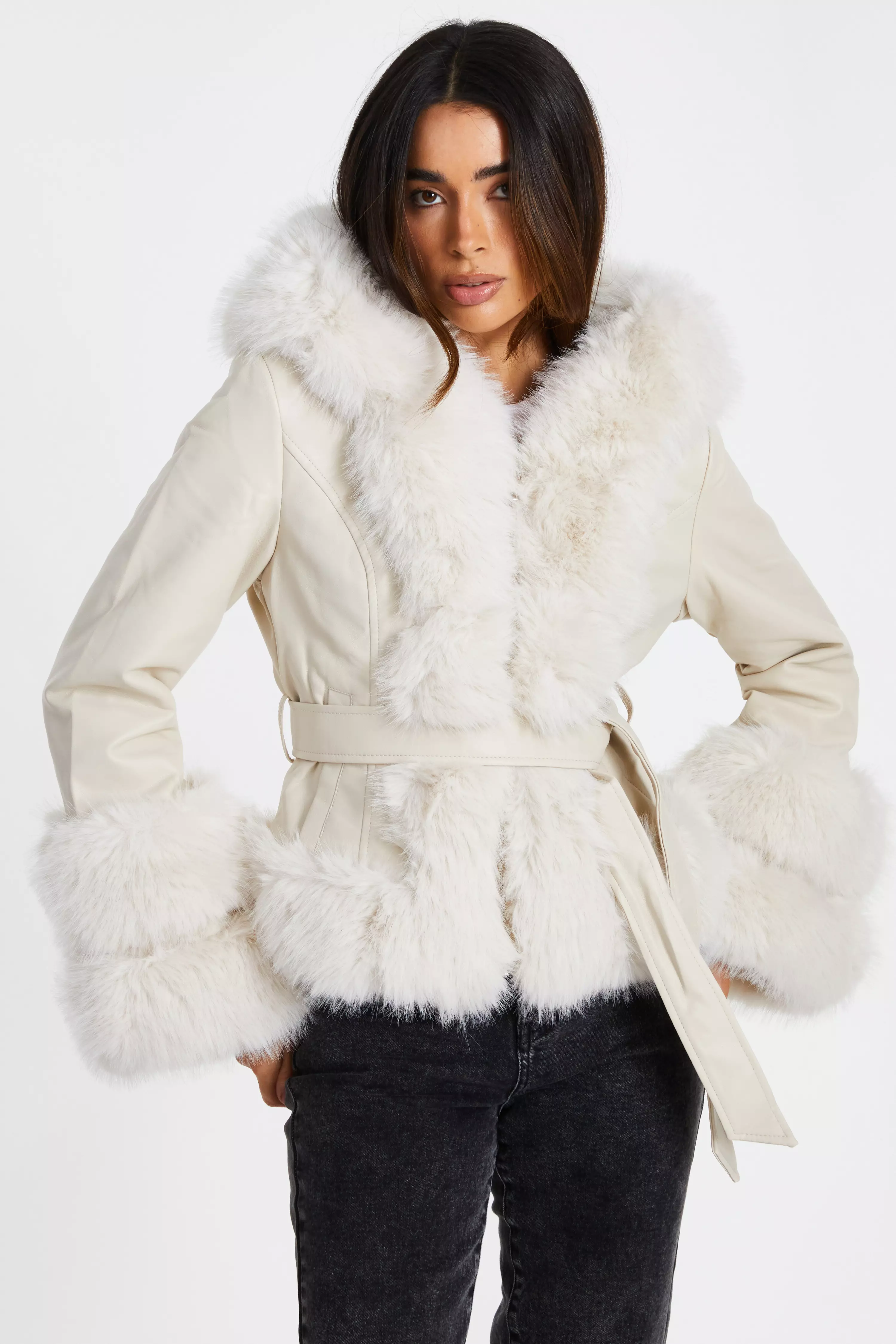 Quiz stone fur jacket hotsell