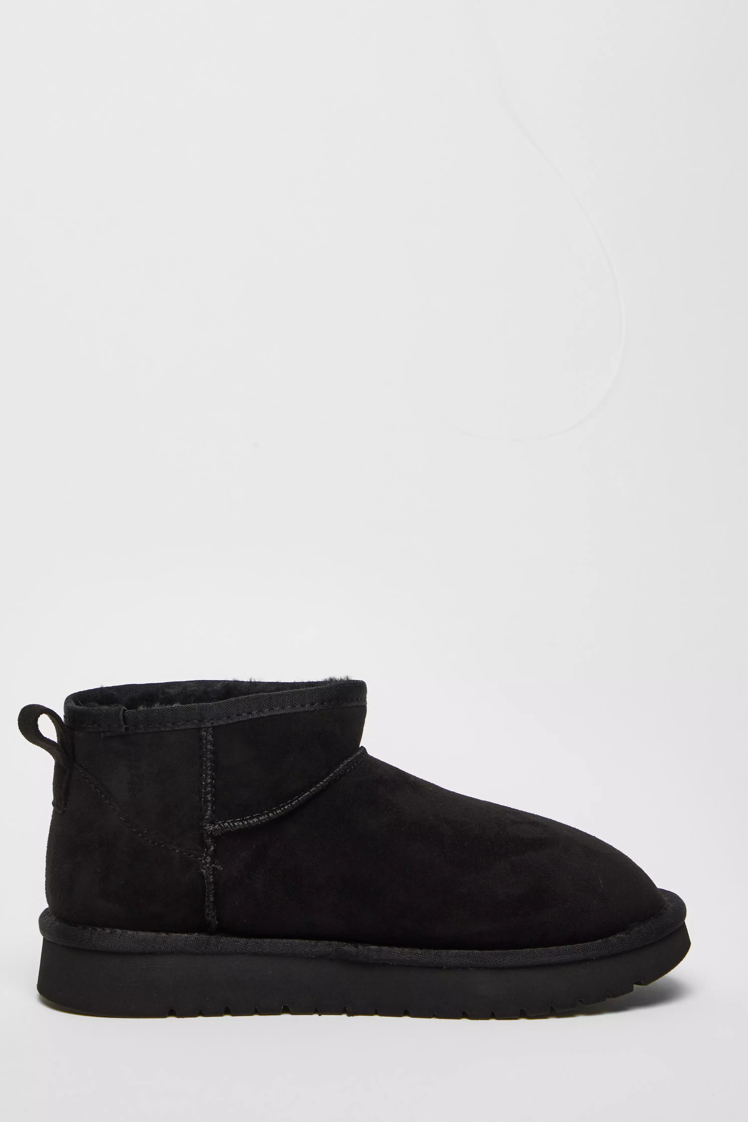 Black Faux Suede Diamante Ankle Boots